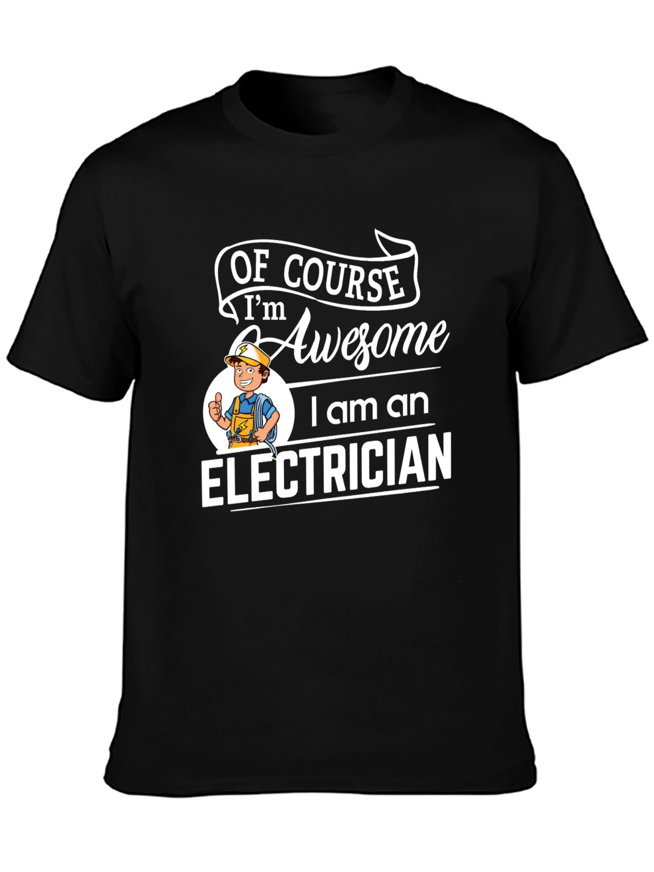 Awesome Electrician Graphic T-Shirt - Black