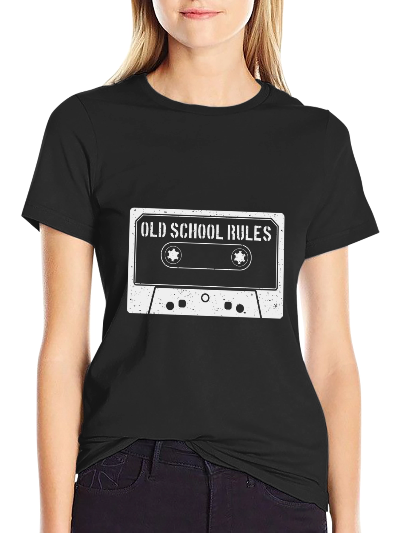 Old School Rules Cassette Tape Graphic T-Shirt