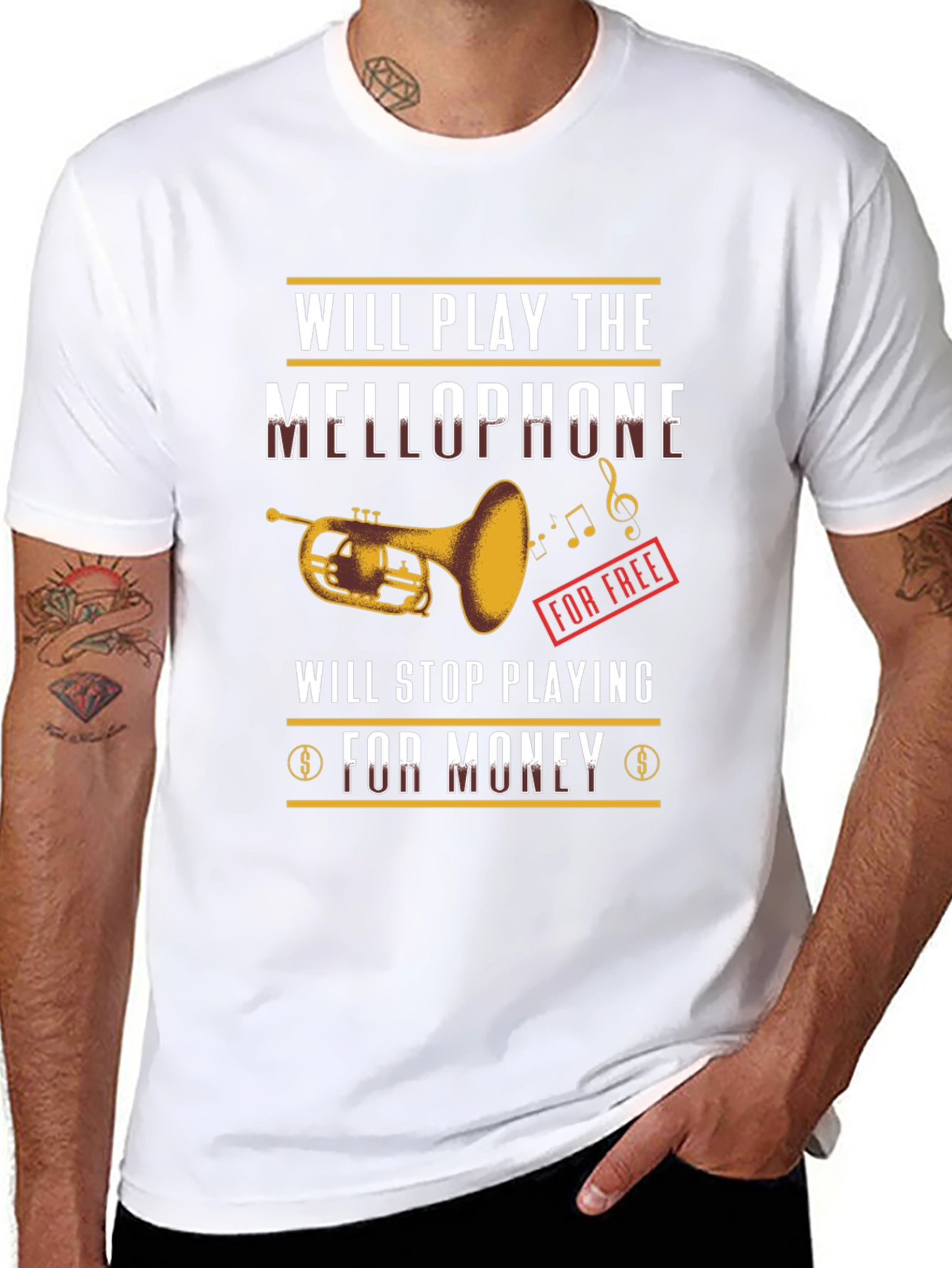 Mellophone Player T-Shirt - Will Play for Free