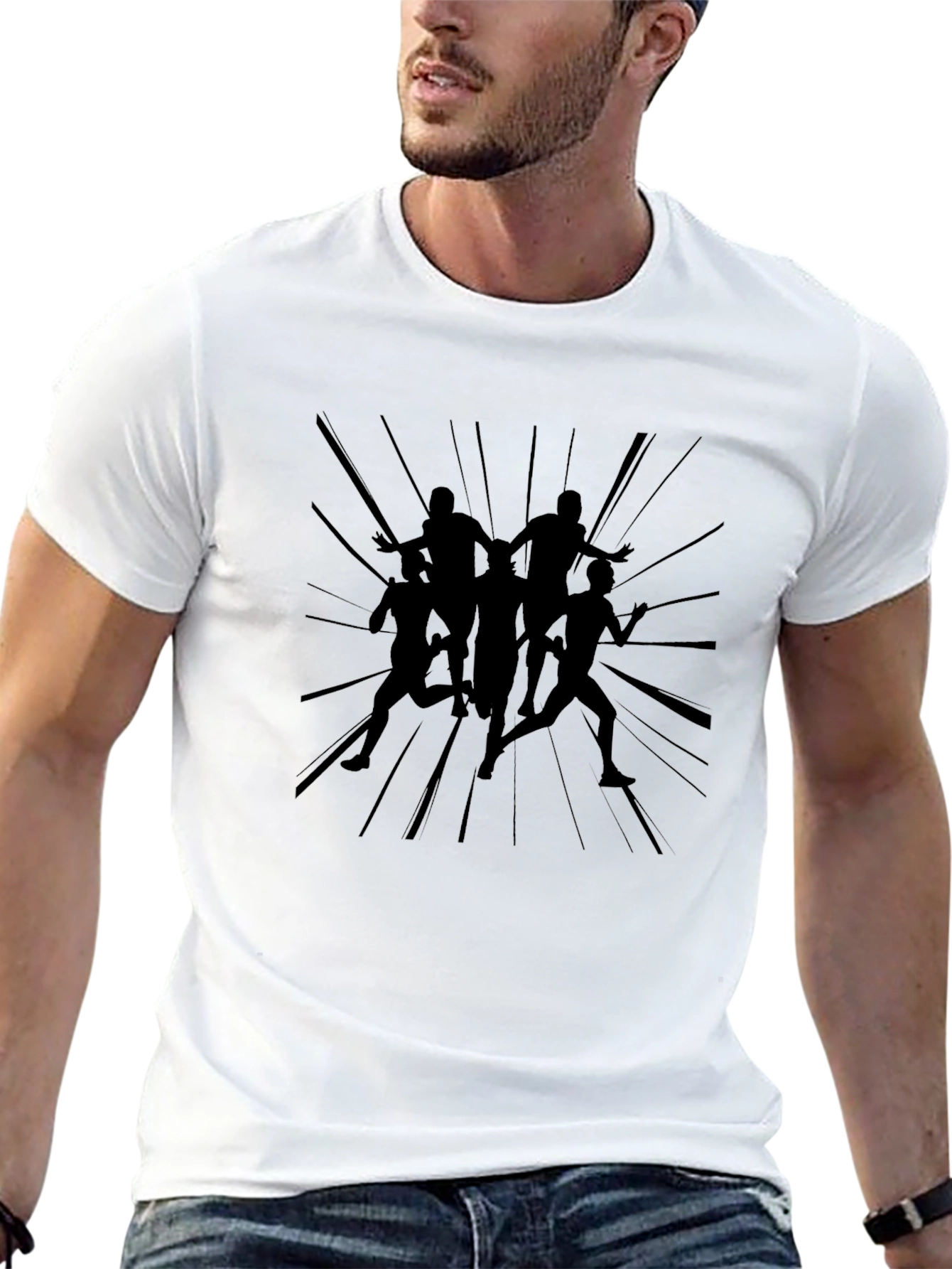Graphic Tee: Mens Black Runner Silhouette T-Shirt