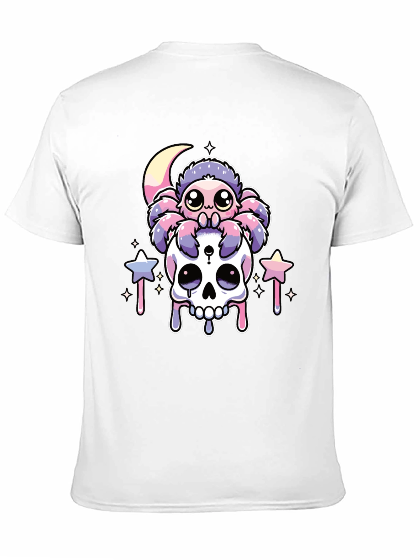 Cute Kawaii Spider on Skull Graphic T-Shirt
