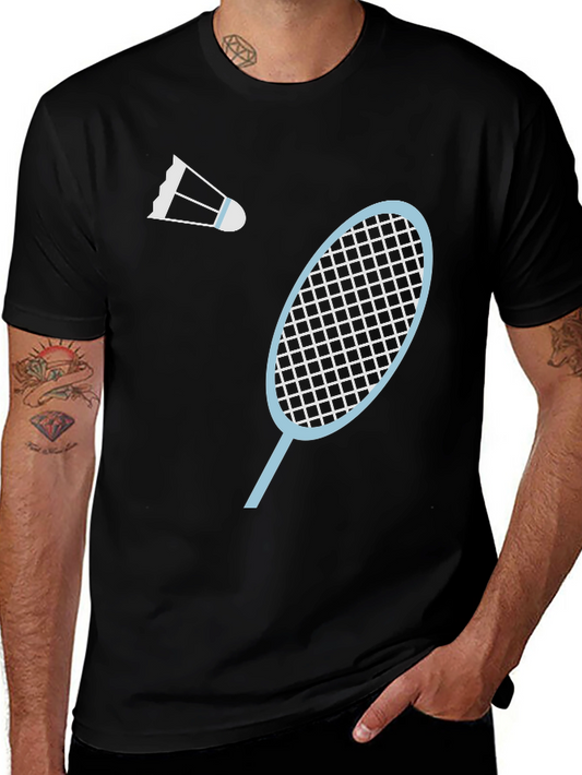Badminton Graphic Tee - Black Cotton Shirt