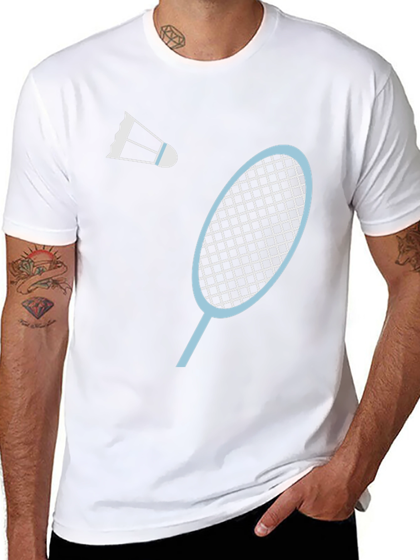 Badminton Graphic Tee - Black Cotton Shirt