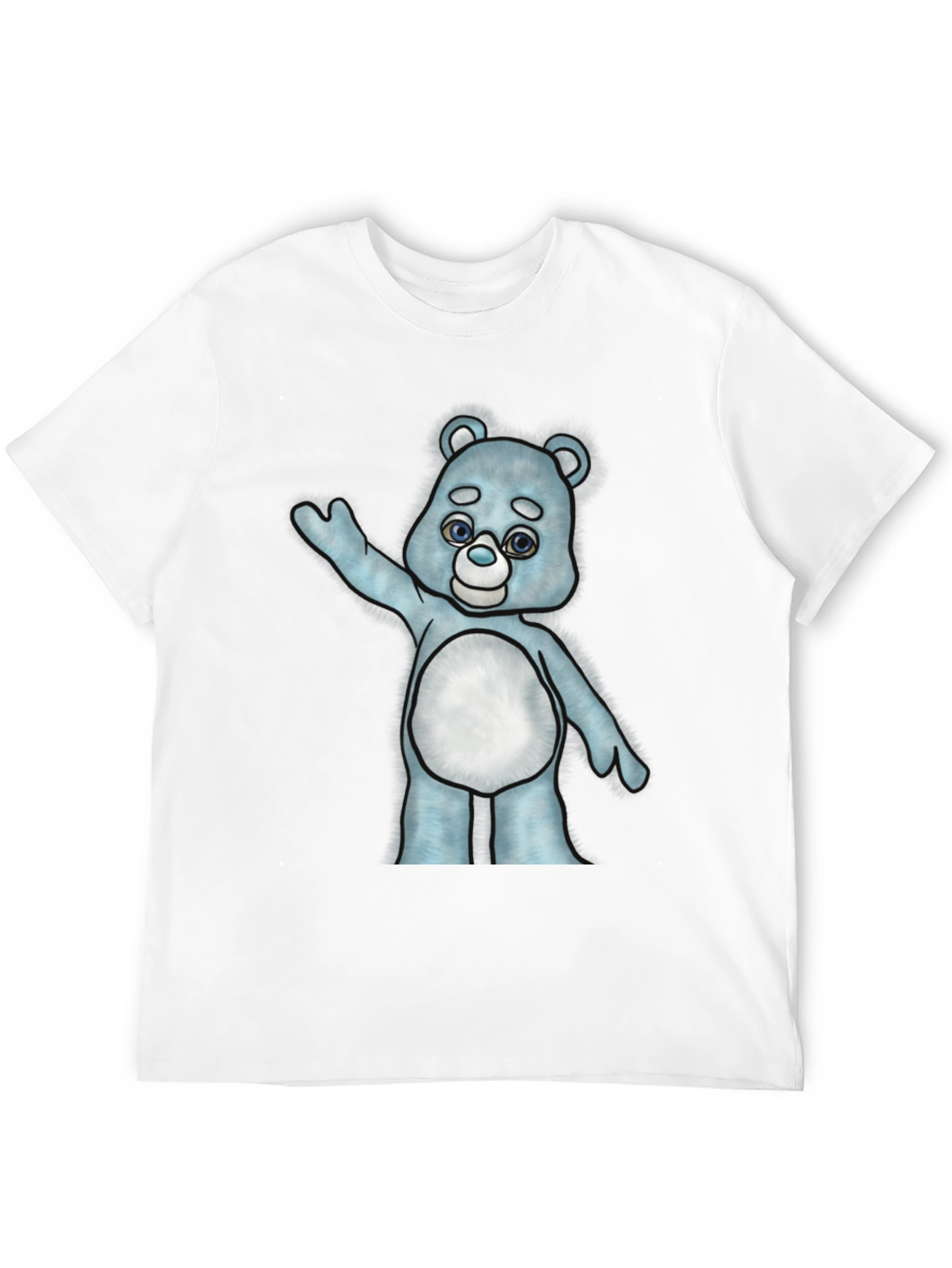 Cute Cartoon Bear Graphic T-Shirt - Black Cotton Tee