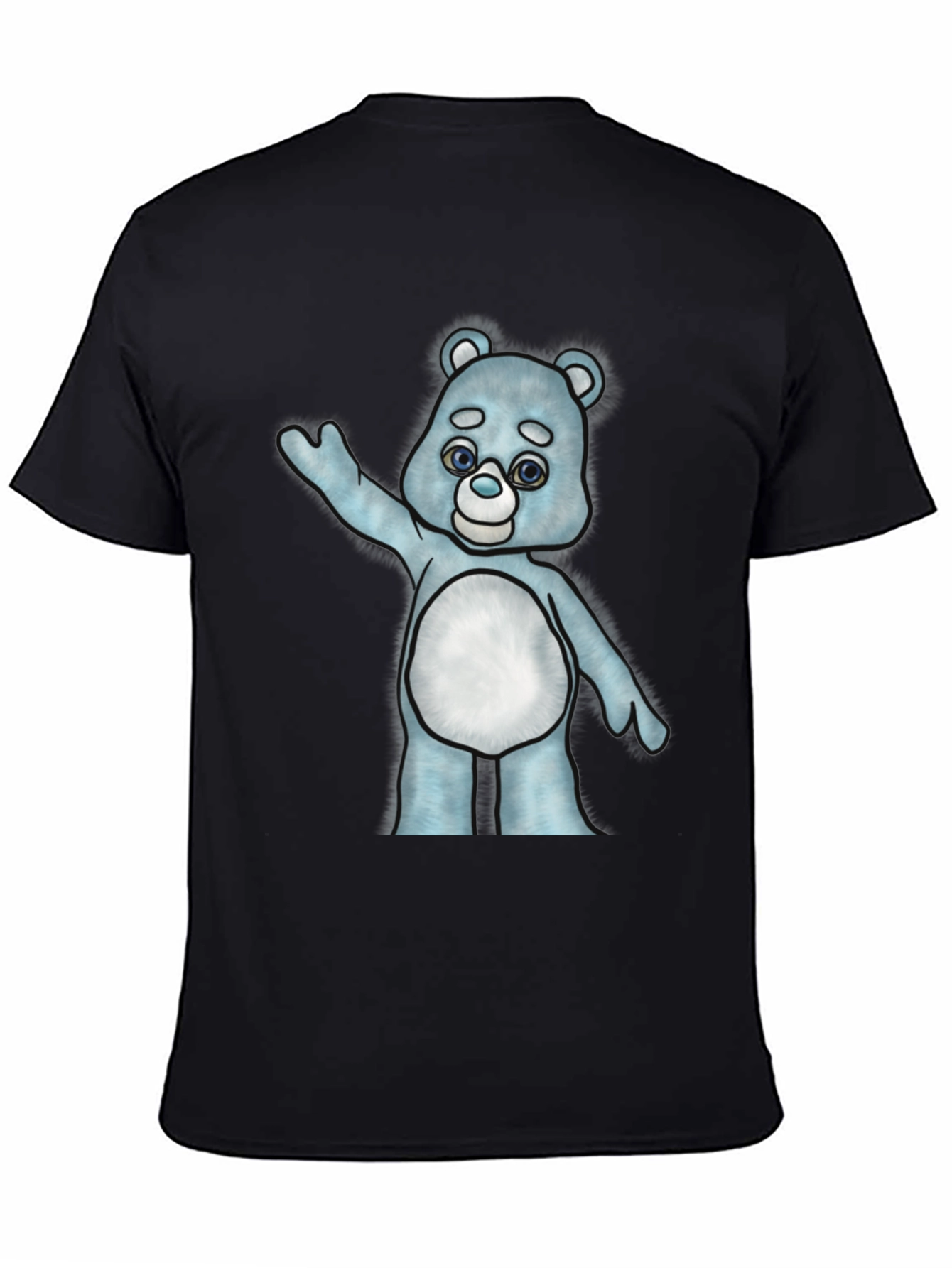 Cute Cartoon Bear Graphic T-Shirt - Black Cotton Tee