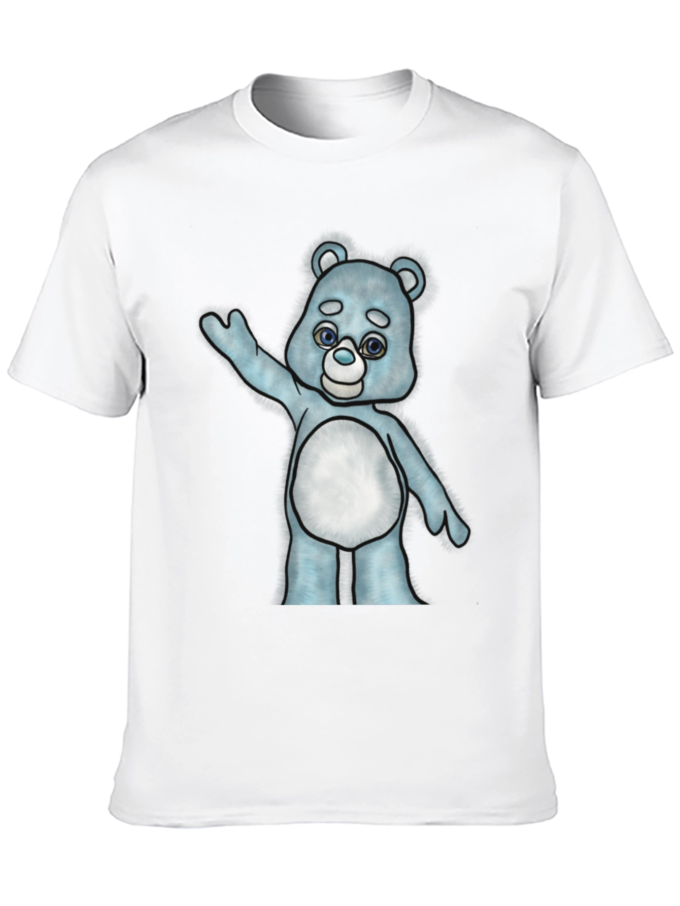Cute Cartoon Bear Graphic T-Shirt - Black Cotton Tee