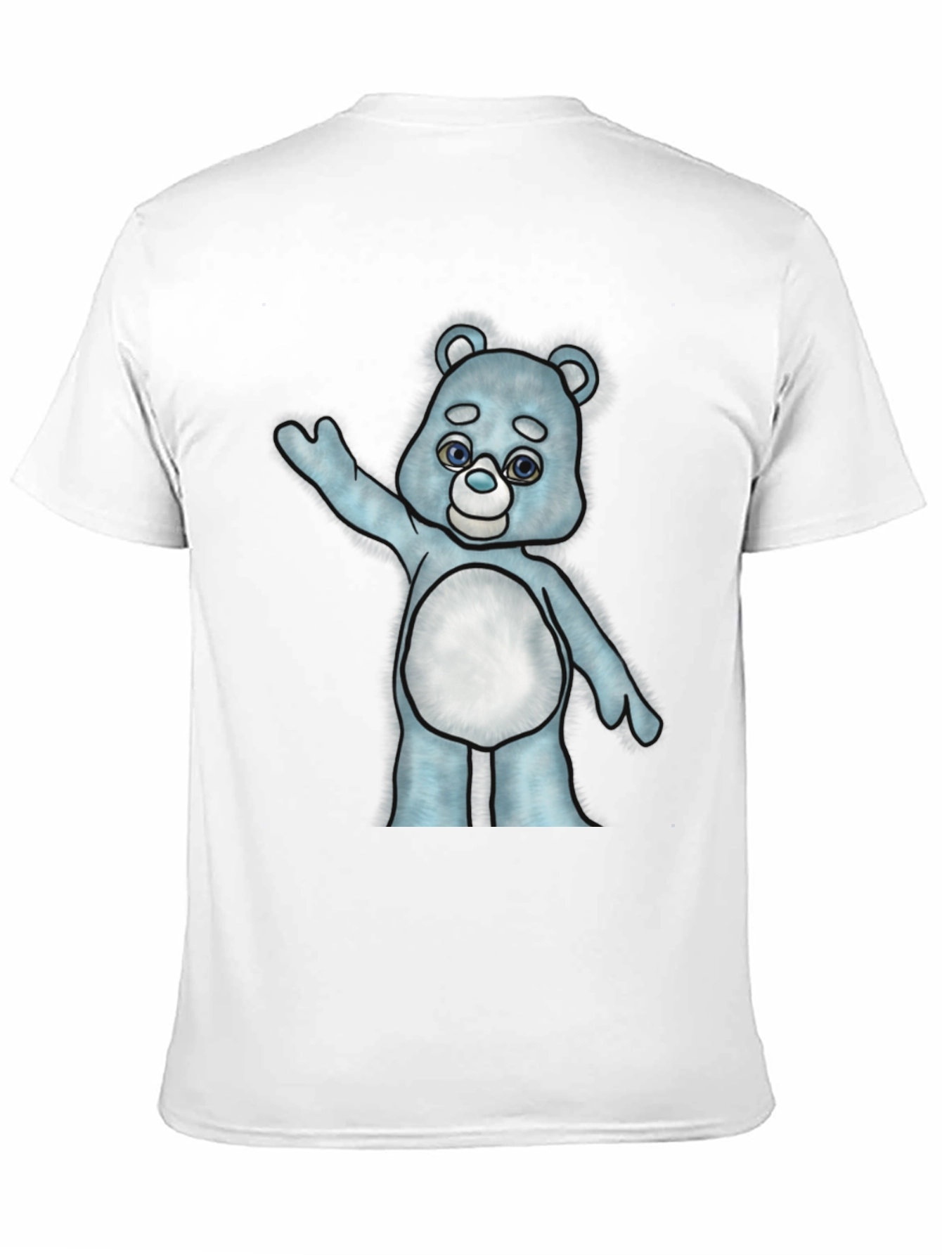 Cute Cartoon Bear Graphic T-Shirt - Black Cotton Tee