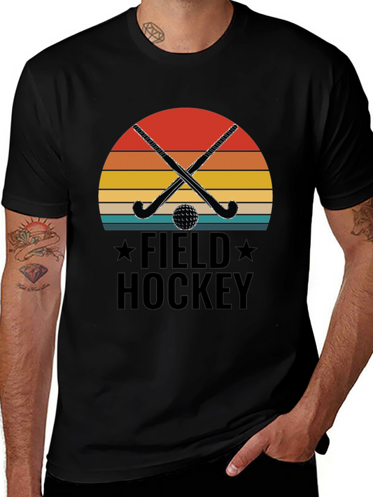 Field Hockey Graphic Tee - Retro Sunset Design