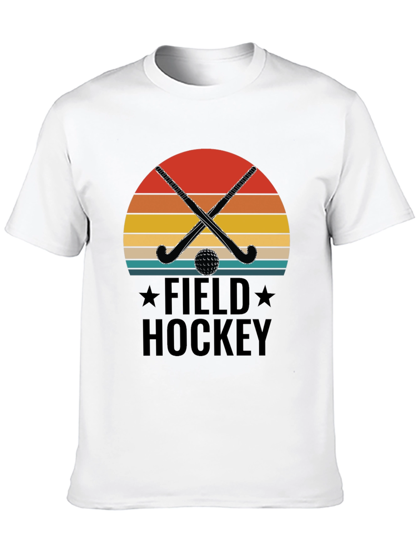 Field Hockey Graphic Tee - Retro Sunset Design