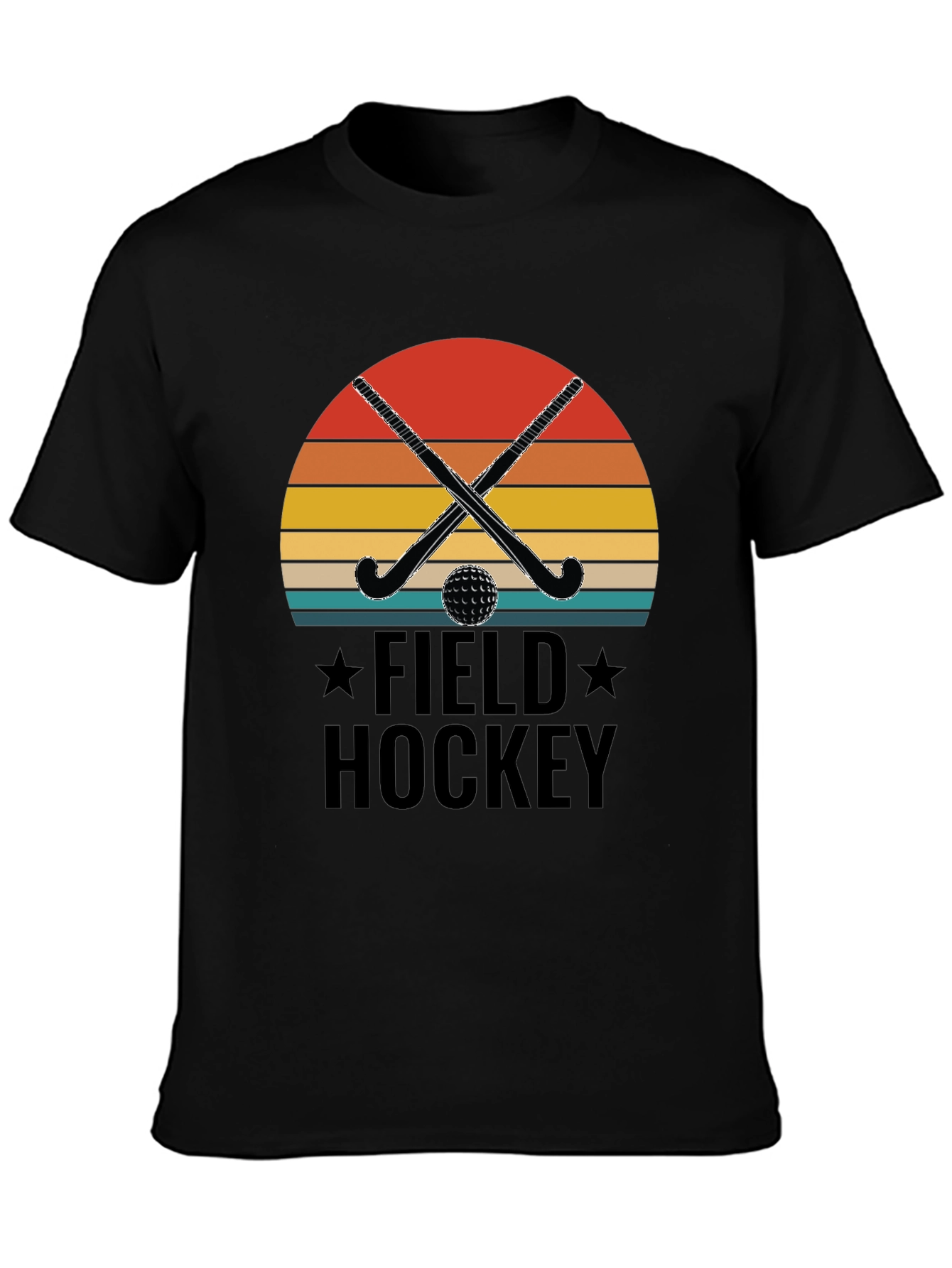 Field Hockey Graphic Tee - Retro Sunset Design
