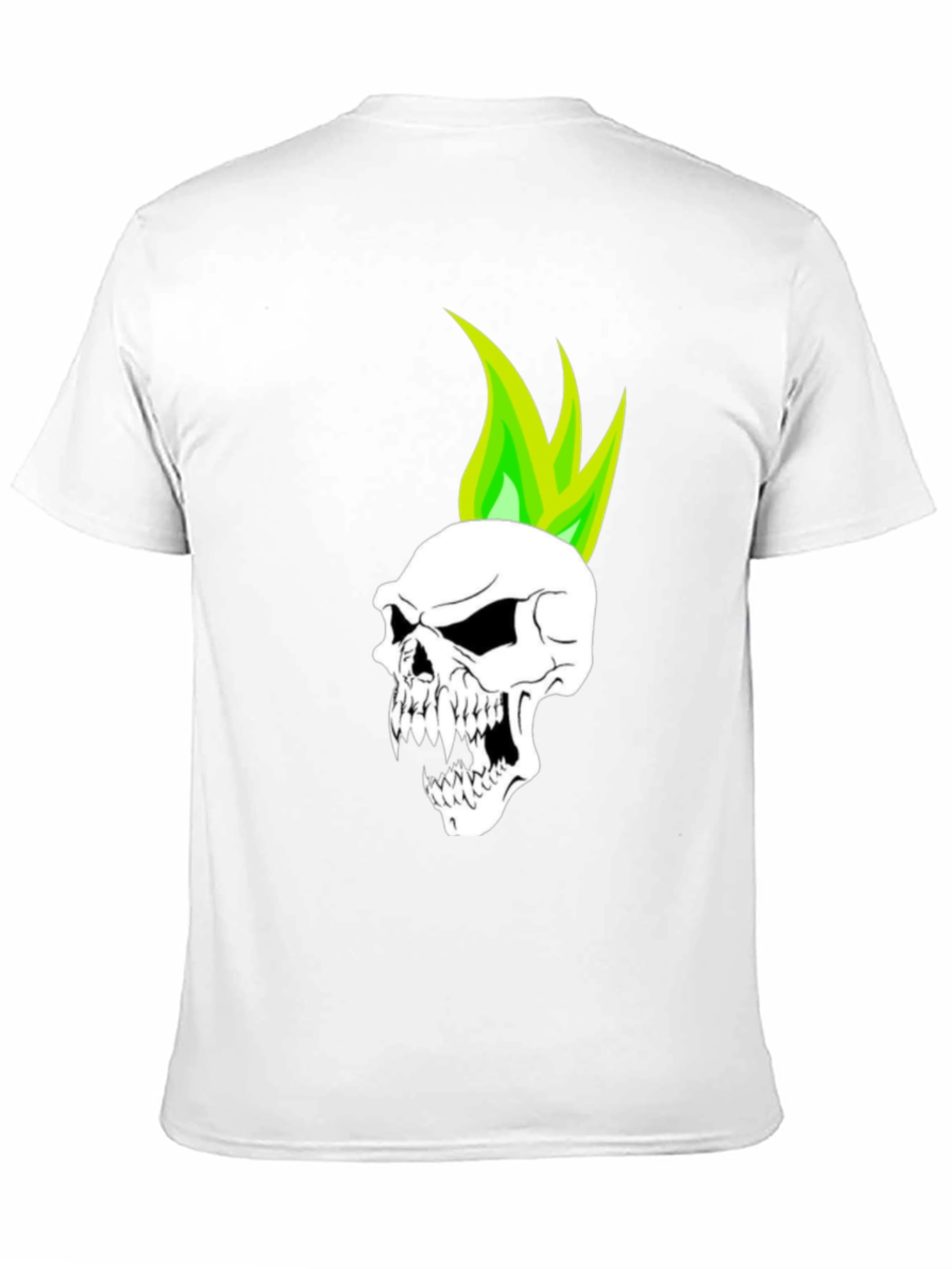 Skull with Green Flame T-Shirt - Graphic Tee