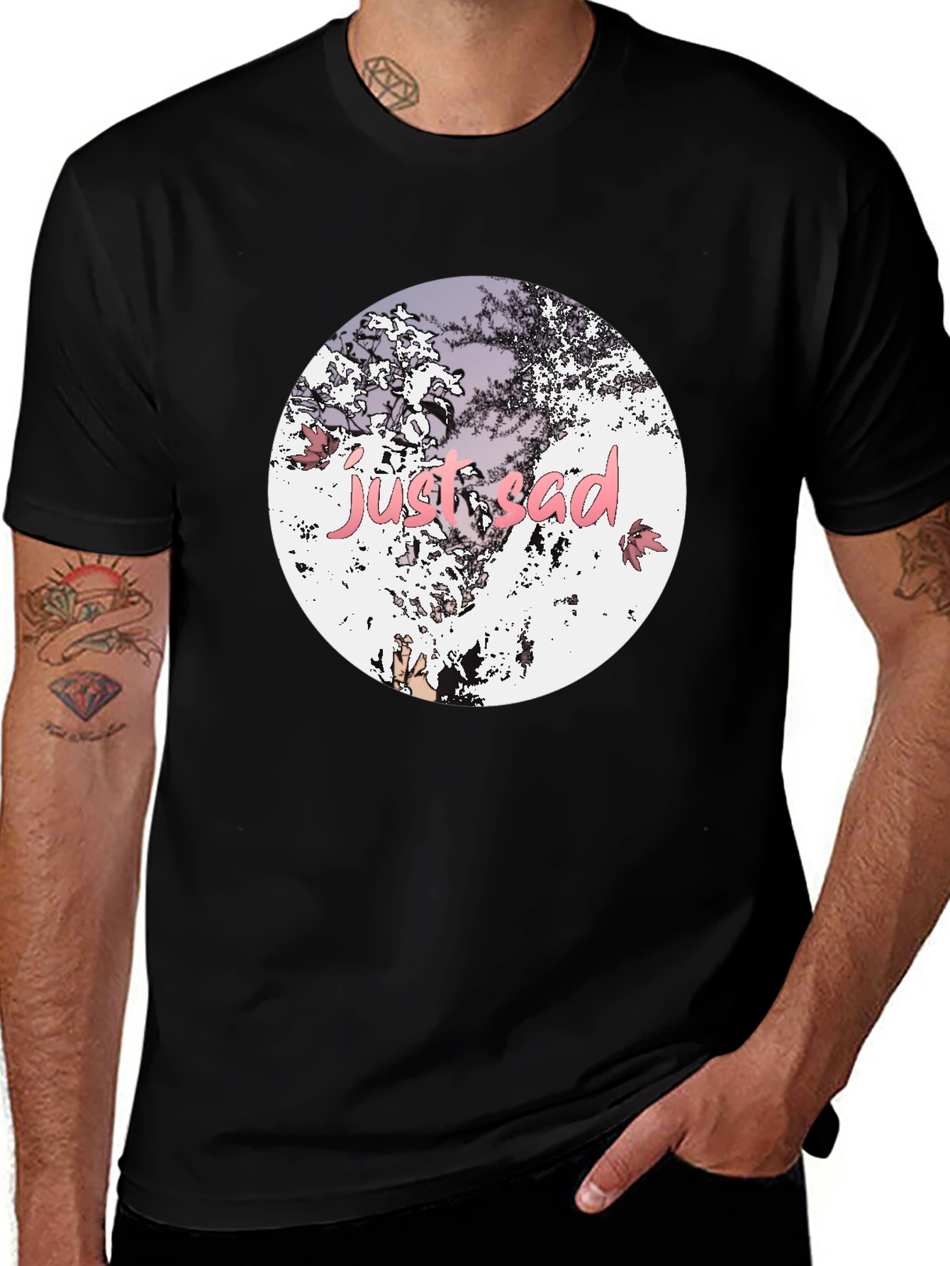 Just Sad Graphic Tee - Stylish Black Casual T-Shirt