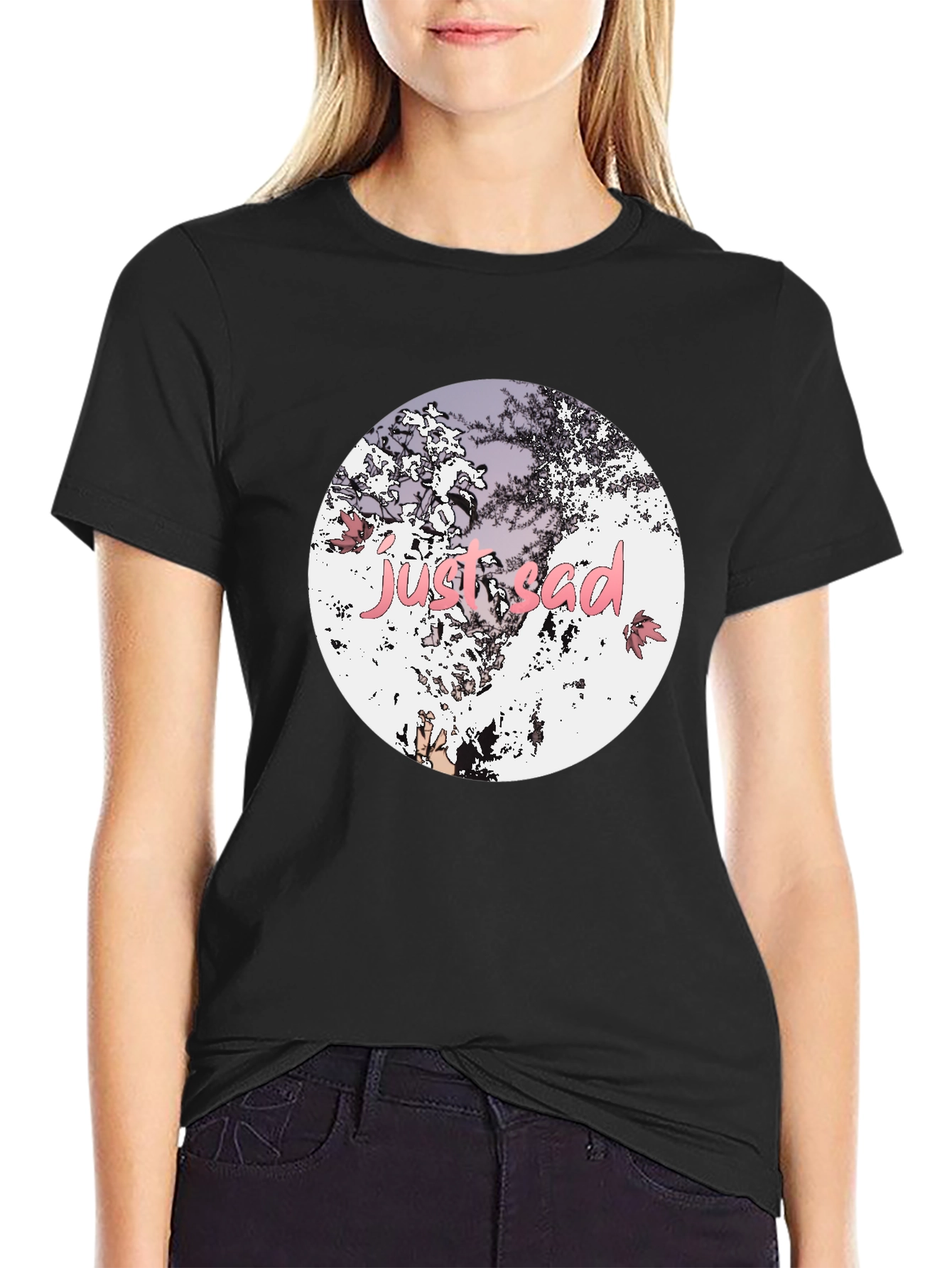 Just Sad Graphic Tee - Stylish Black Casual T-Shirt