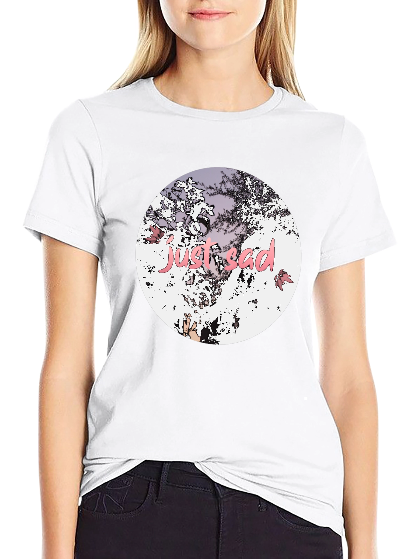 Just Sad Graphic Tee - Stylish Black Casual T-Shirt