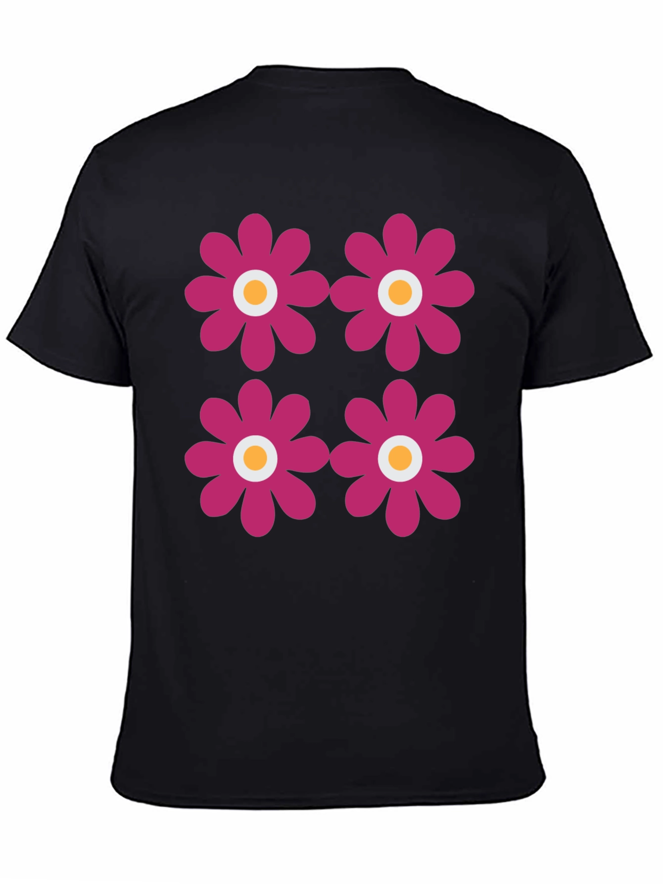 Retro Flower Power Tee - Black Graphic Print T-Shirt