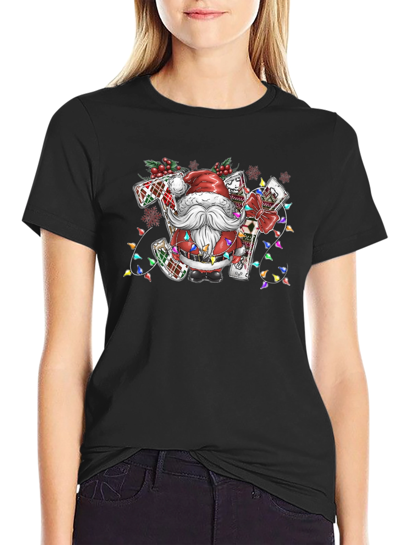 Santa JOY Christmas T-Shirt Holiday Tee