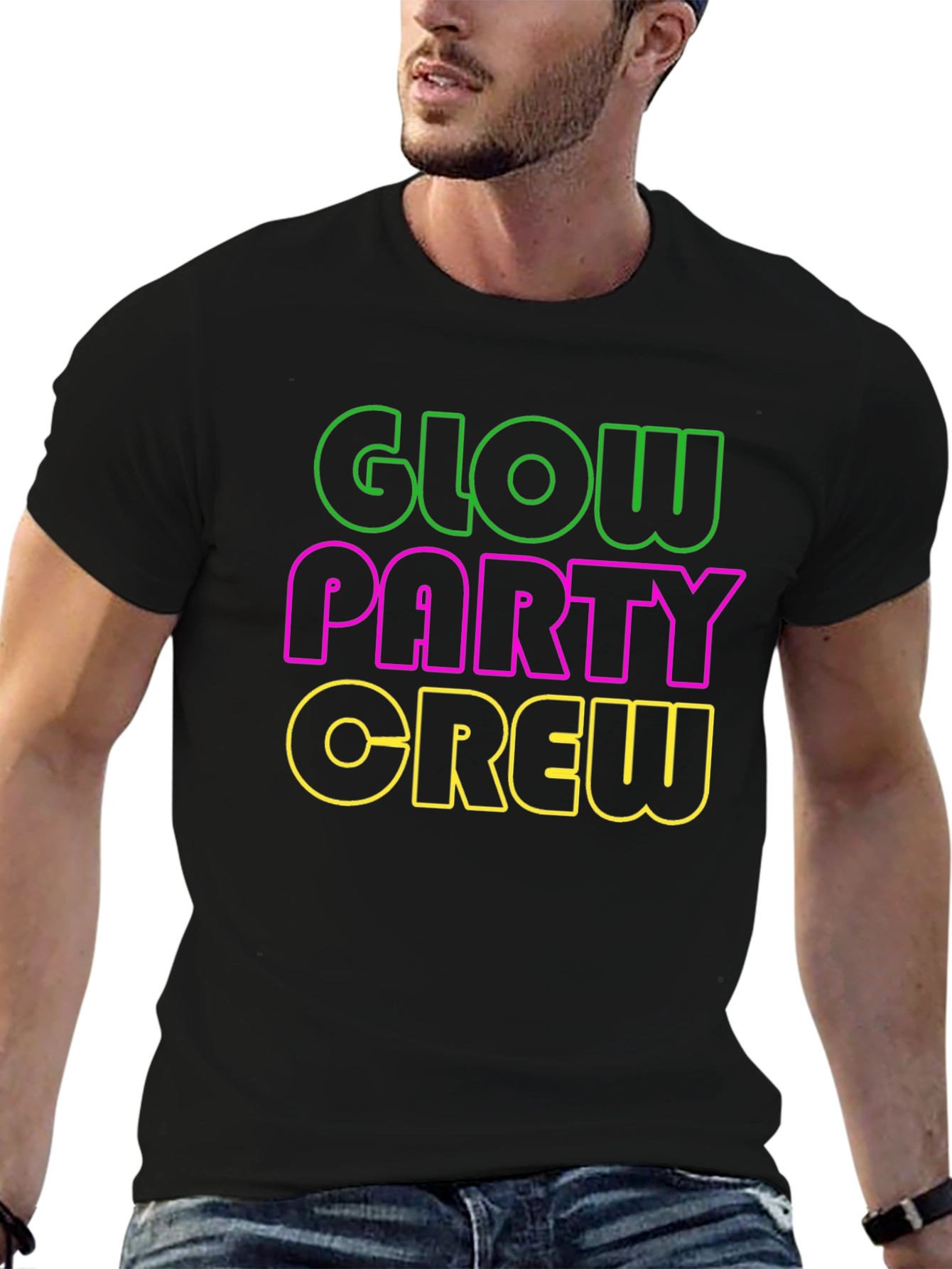 Glow Party Crew T-Shirt - Neon Design