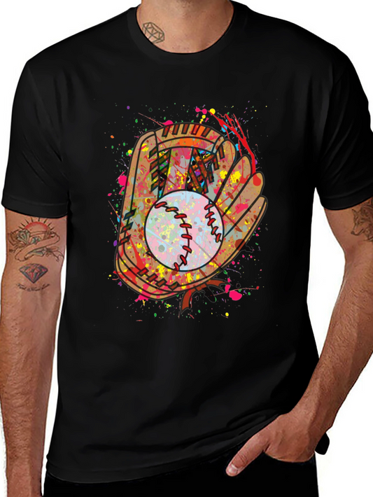 Baseball Glove Splatter Graphic T-Shirt