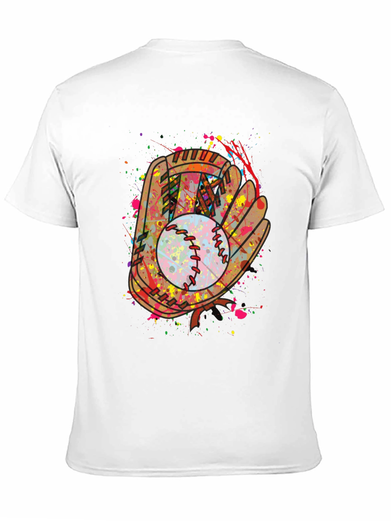 Baseball Glove Splatter Graphic T-Shirt