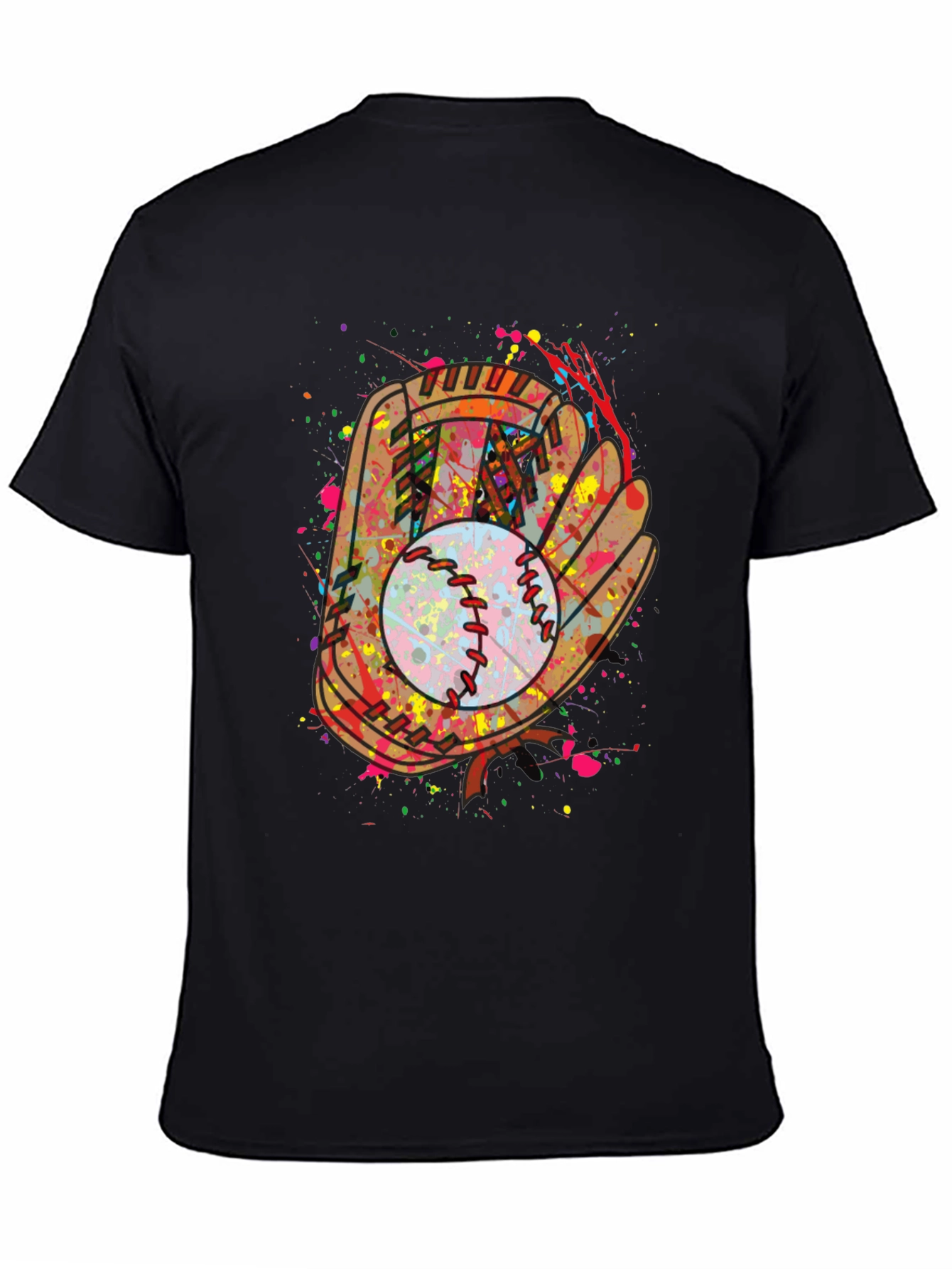 Baseball Glove Splatter Graphic T-Shirt