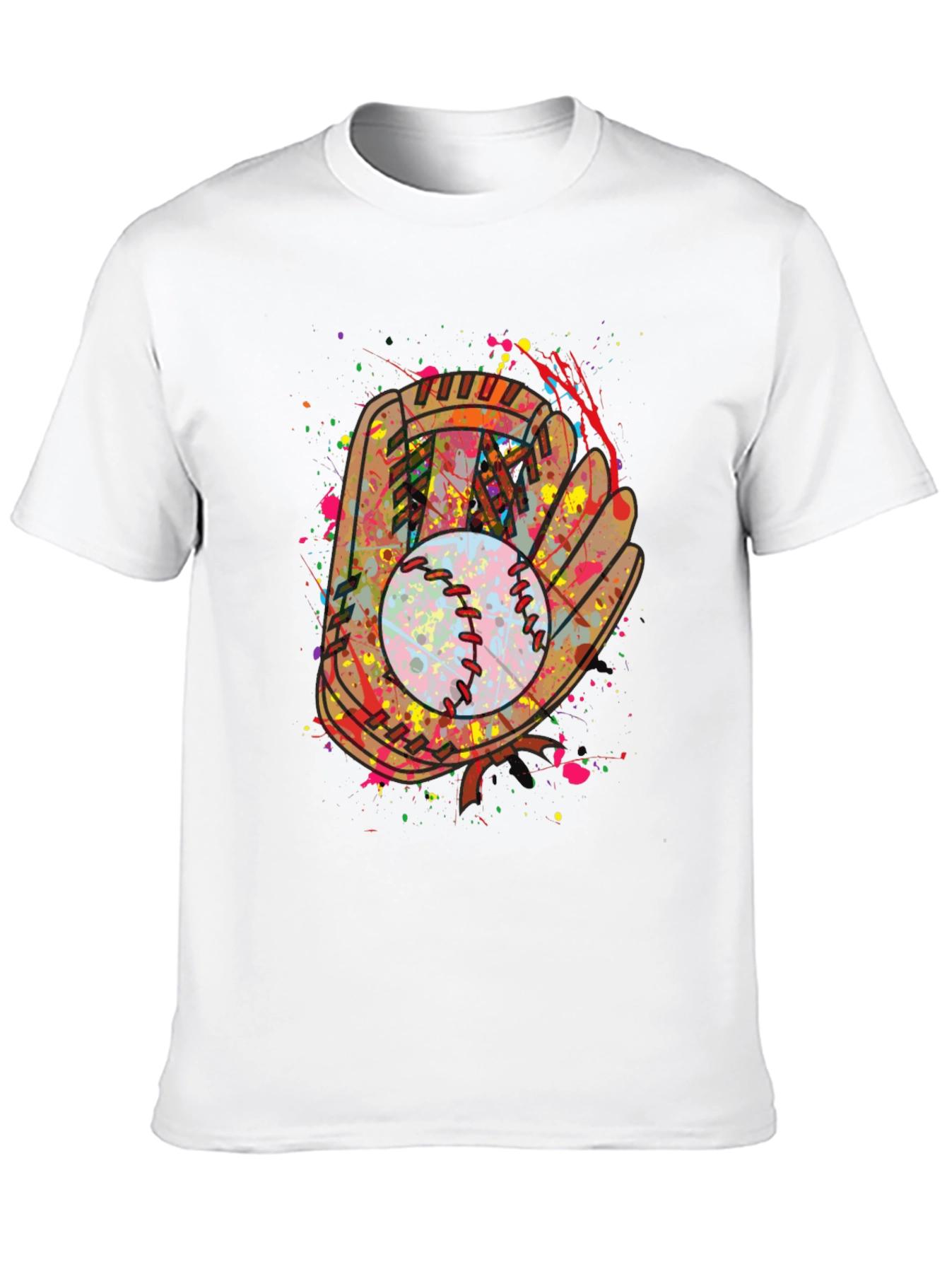 Baseball Glove Splatter Graphic T-Shirt
