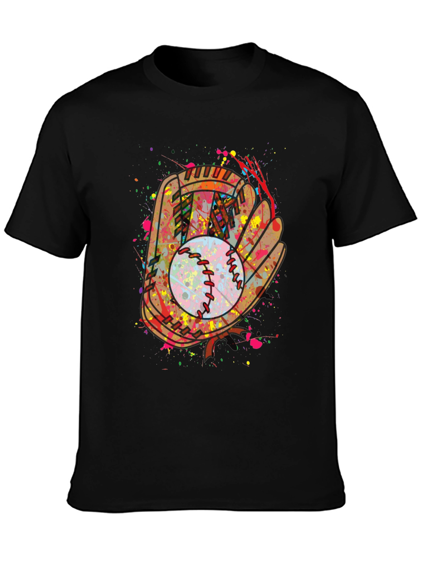 Baseball Glove Splatter Graphic T-Shirt