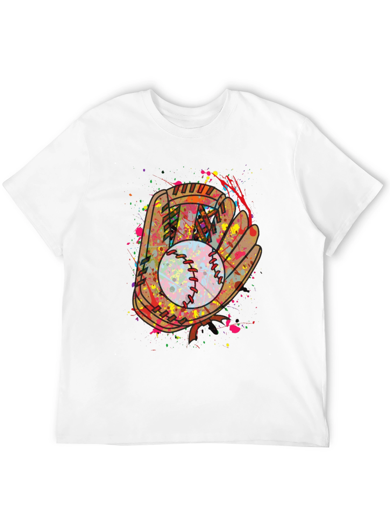 Baseball Glove Splatter Graphic T-Shirt