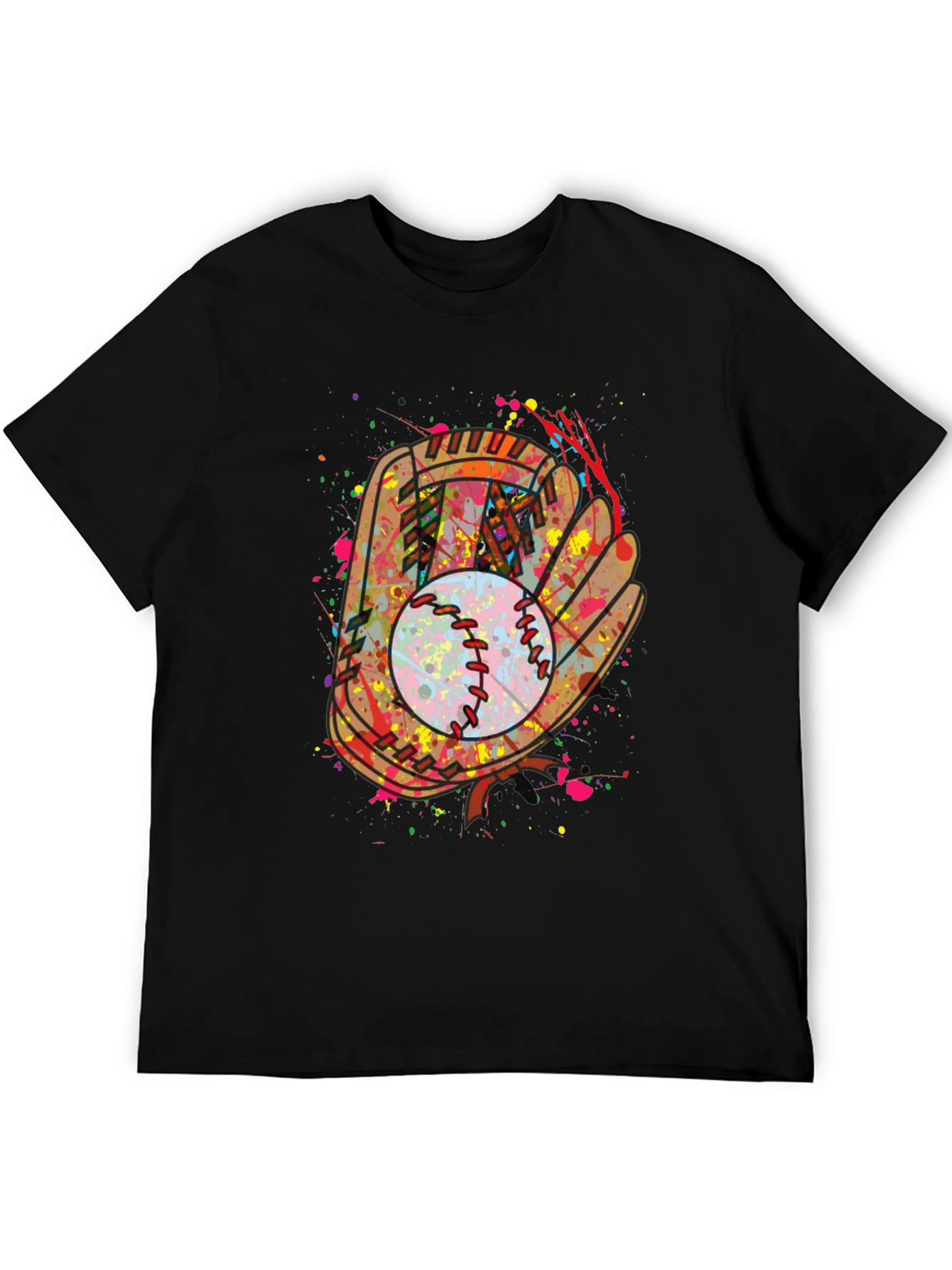 Baseball Glove Splatter Graphic T-Shirt
