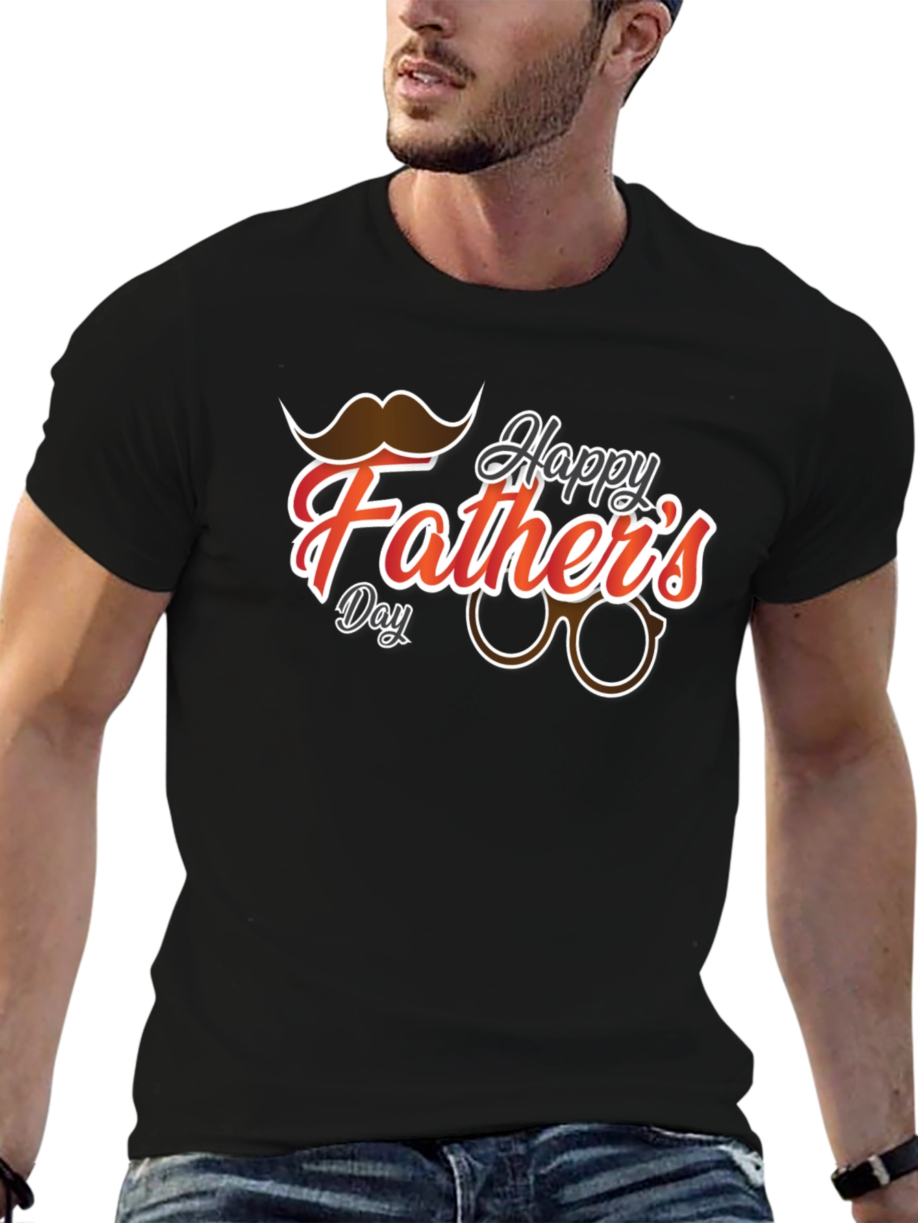 Happy Fathers Day Black Graphic T-Shirt