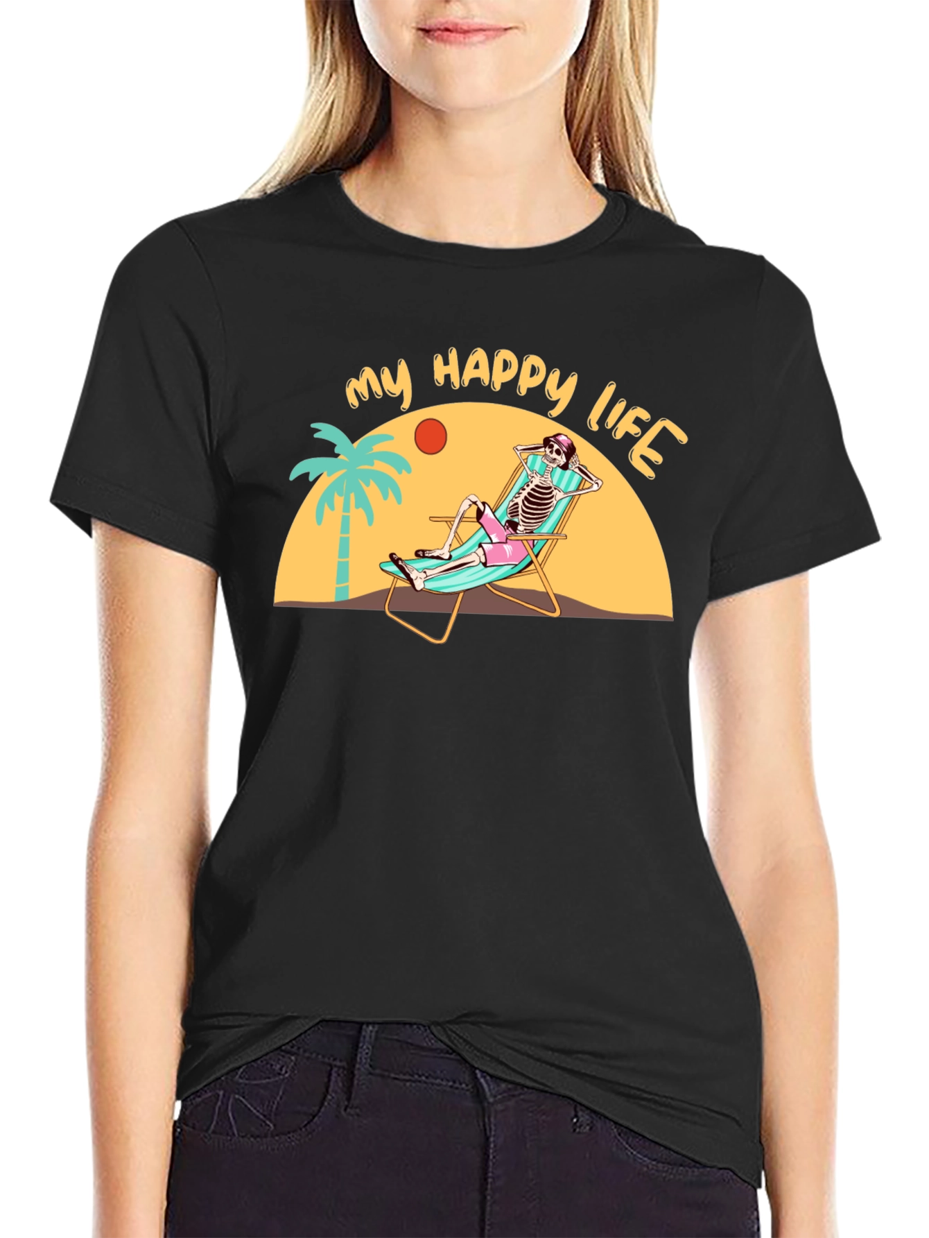My Happy Life Skeleton Beach T-Shirt