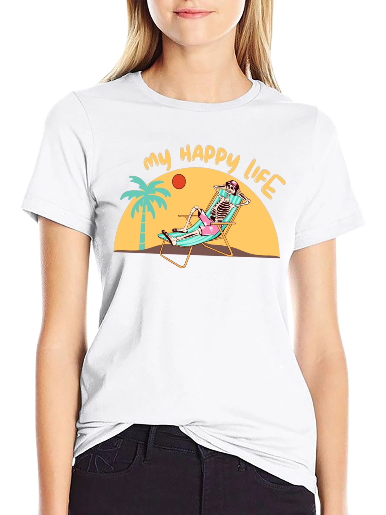 My Happy Life Skeleton Beach T-Shirt