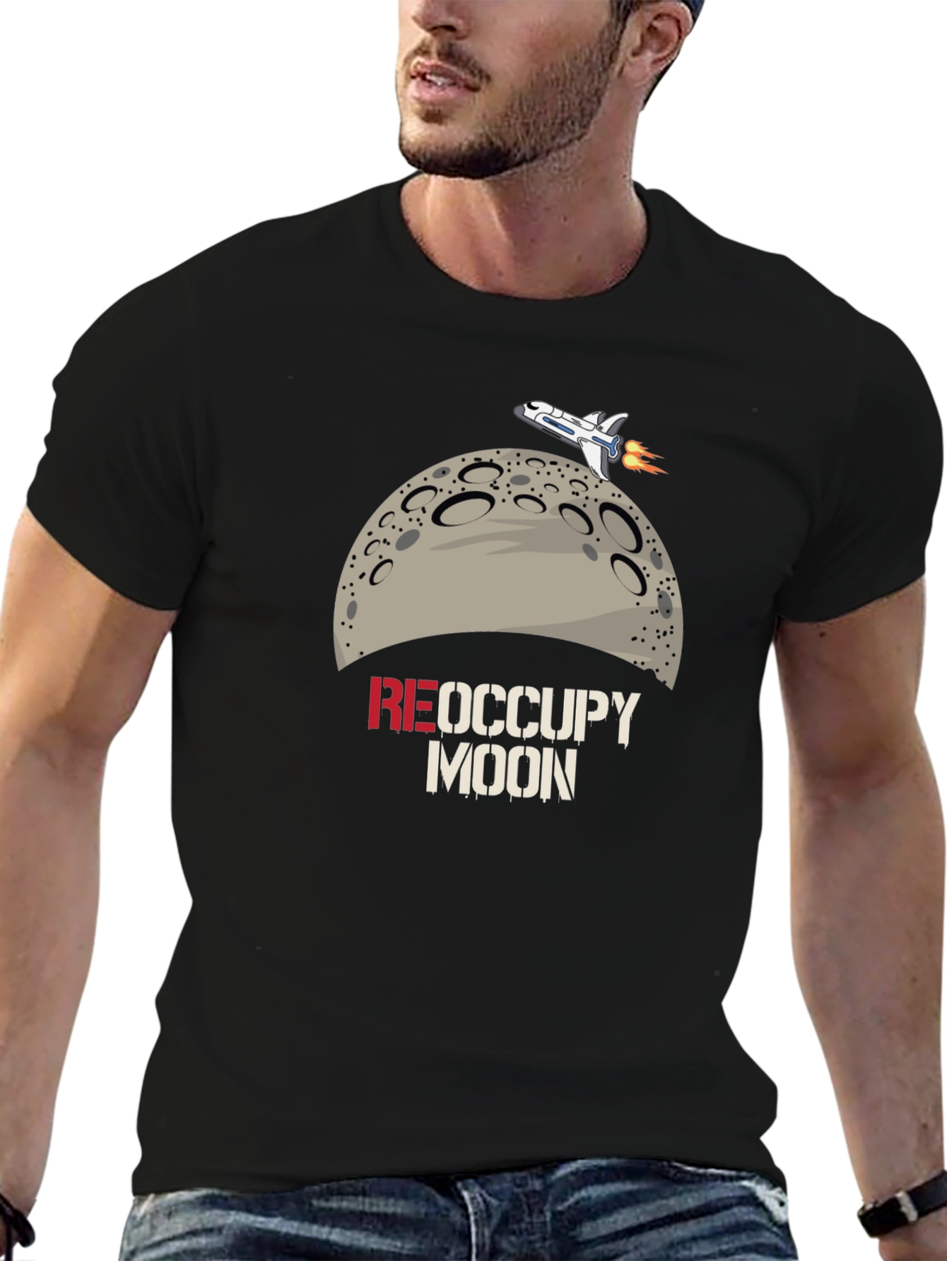 Occupy Moon Graphic T-Shirt - Space Adventure Tee