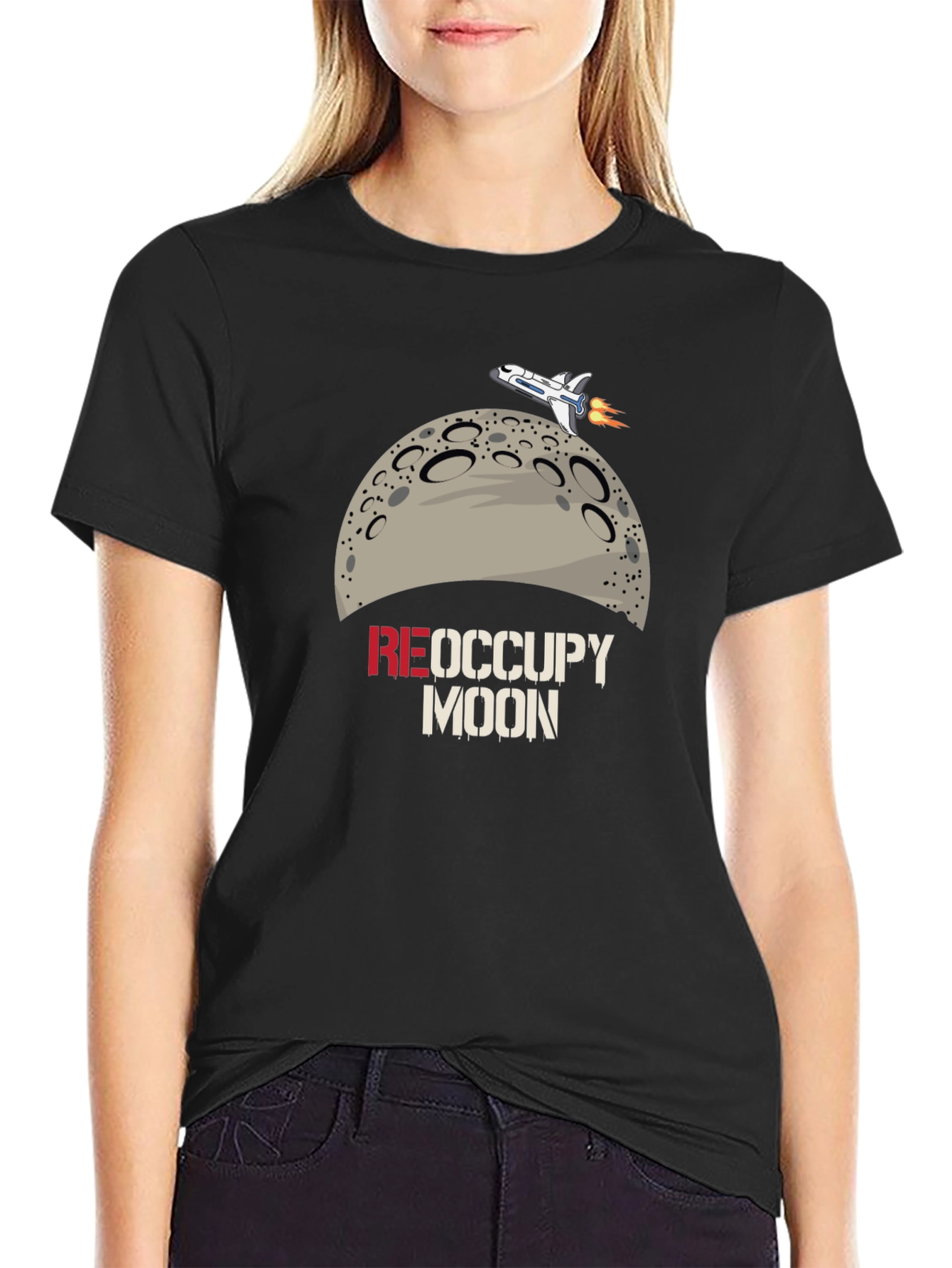 Occupy Moon Graphic T-Shirt - Space Adventure Tee