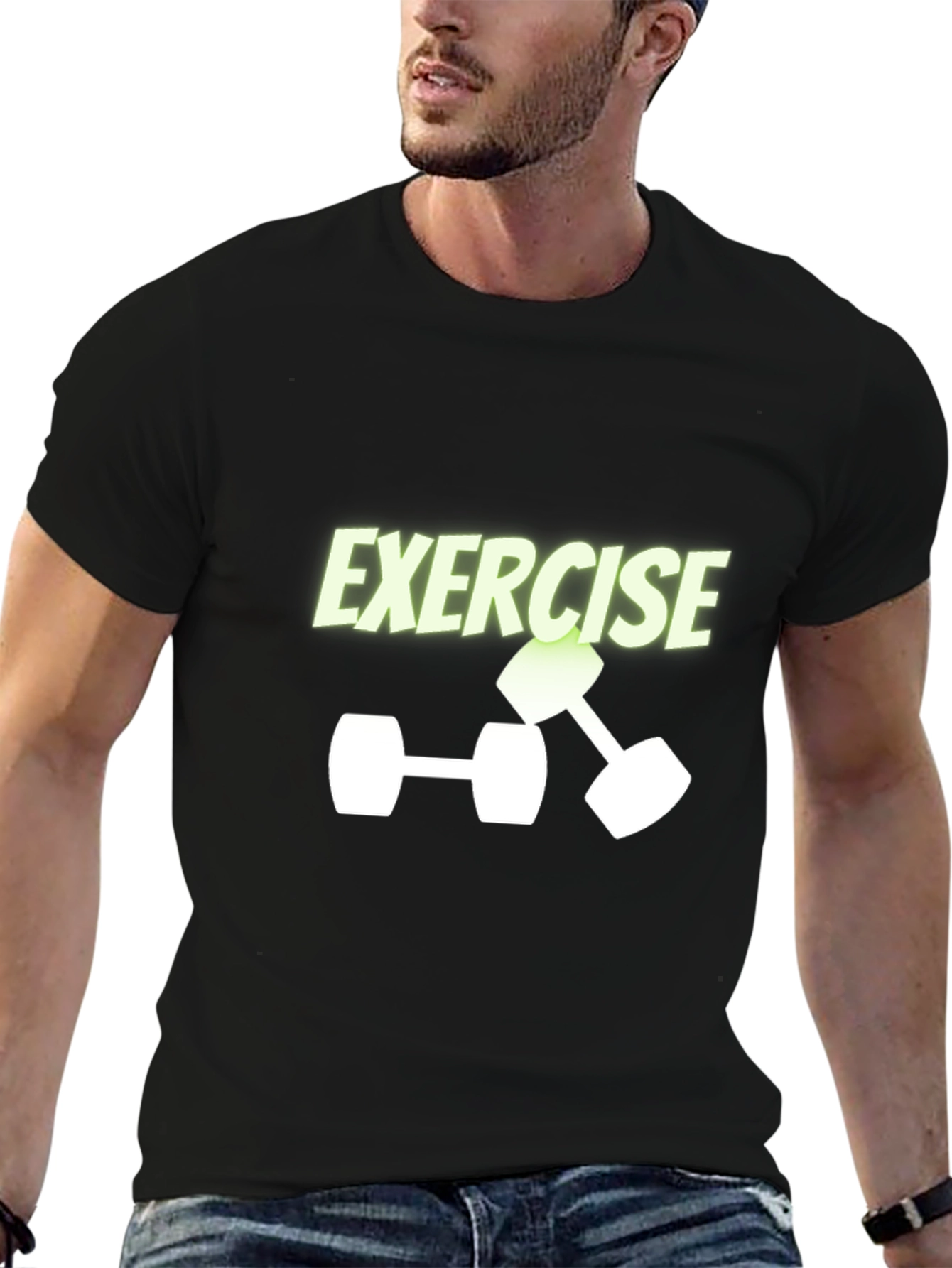 Exercise Dumbbell Graphic Tee - Black