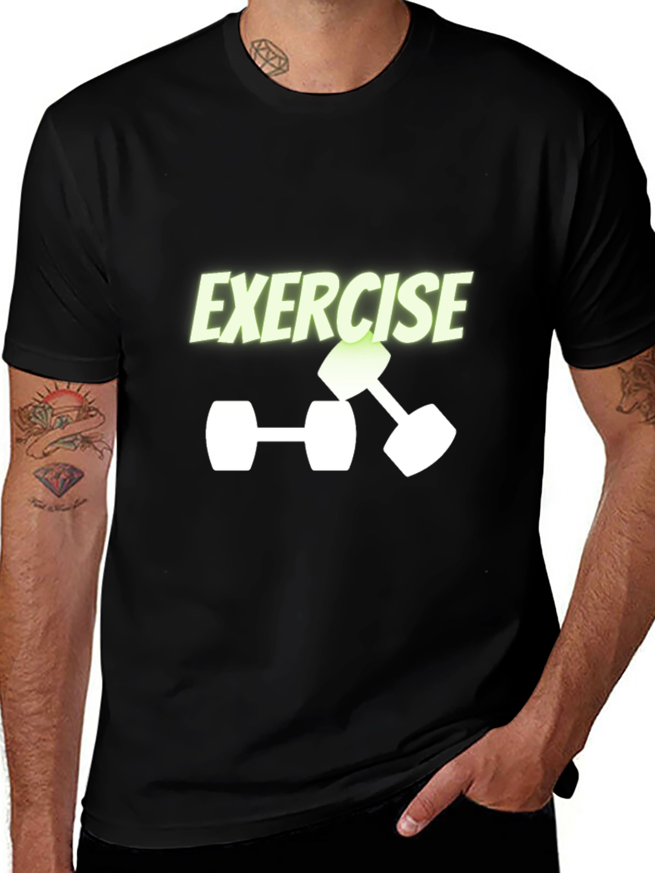 Exercise Dumbbell Graphic Tee - Black