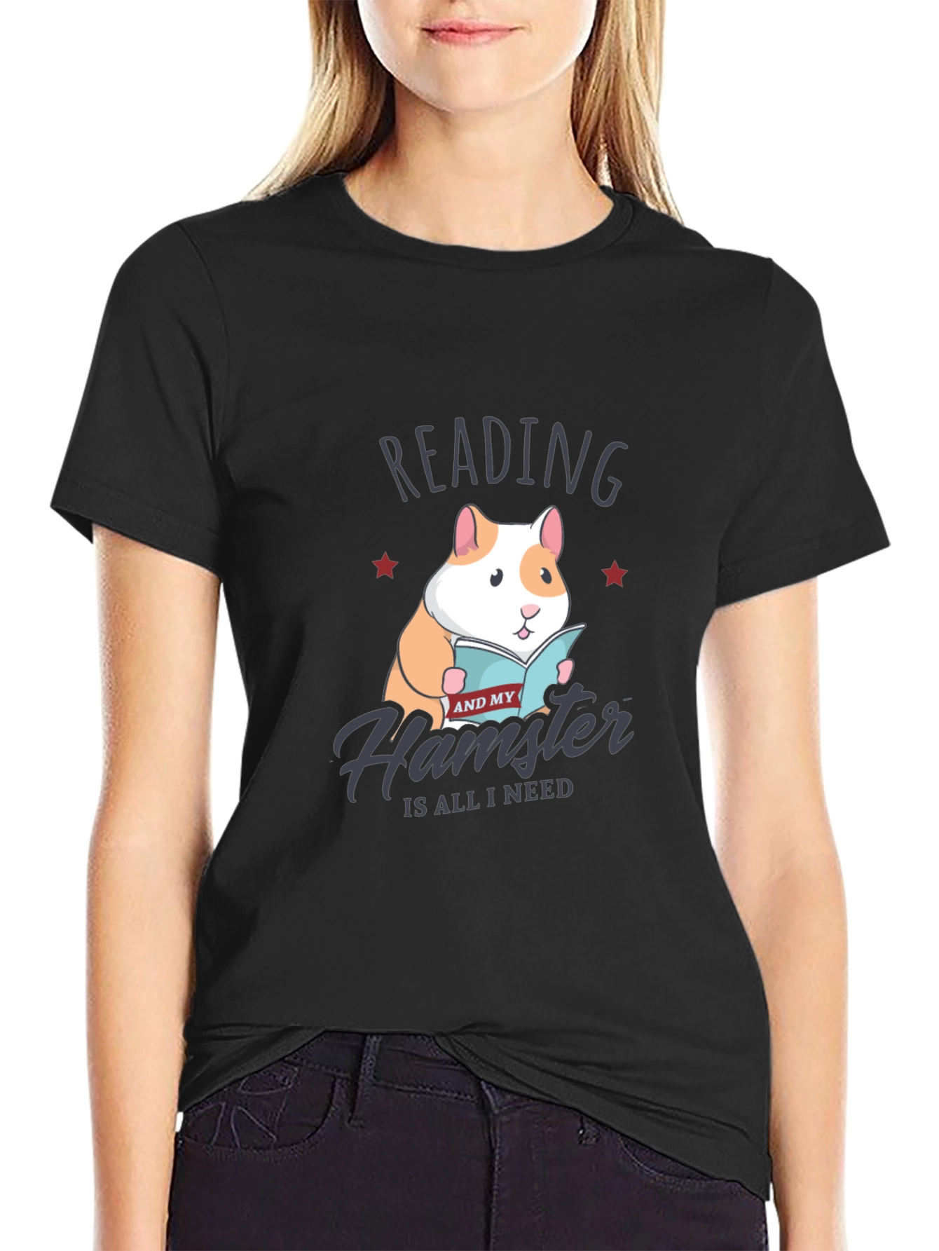 Reading Hamster T-Shirt:  Cute Graphic Tee