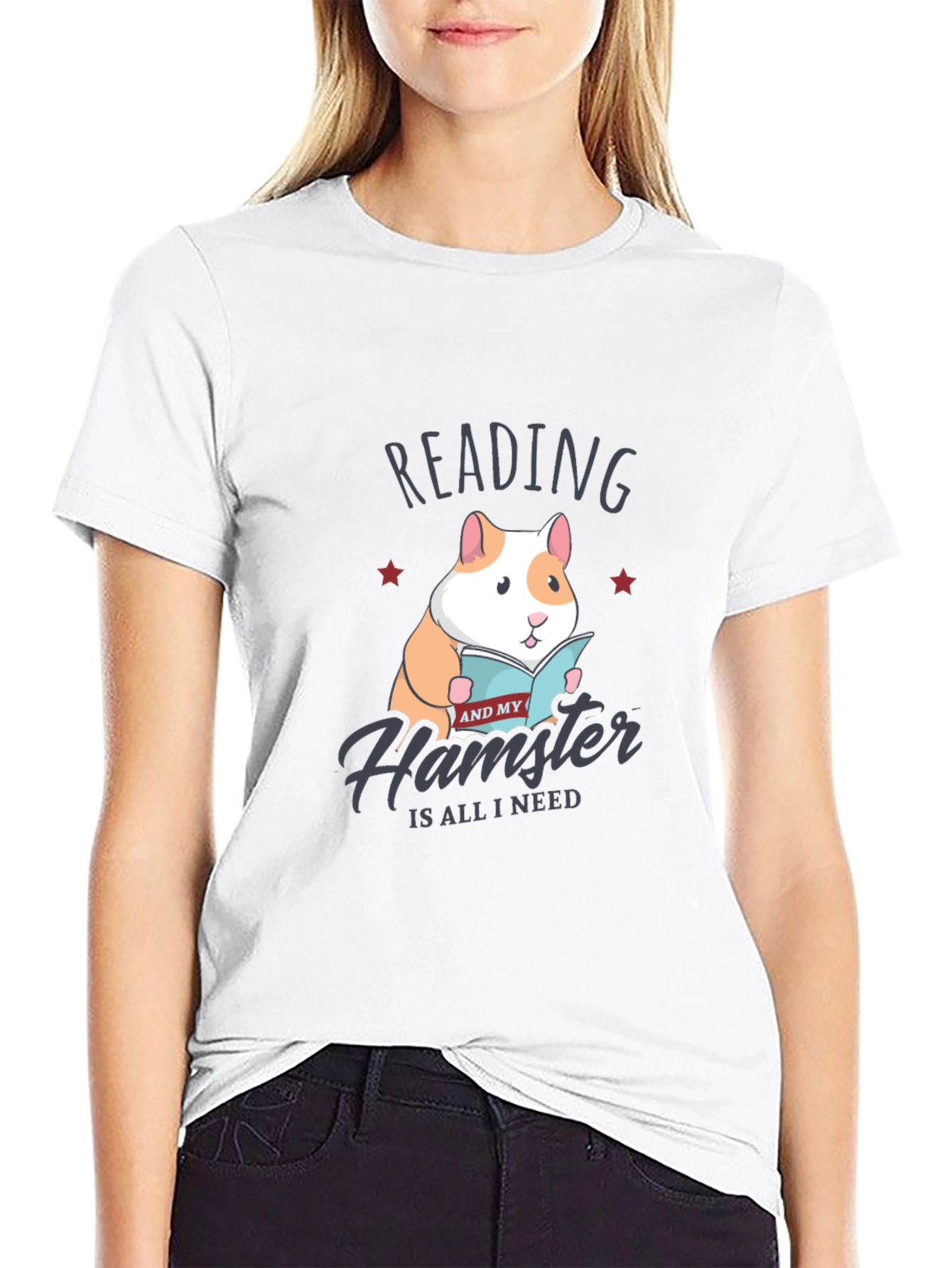 Reading Hamster T-Shirt:  Cute Graphic Tee