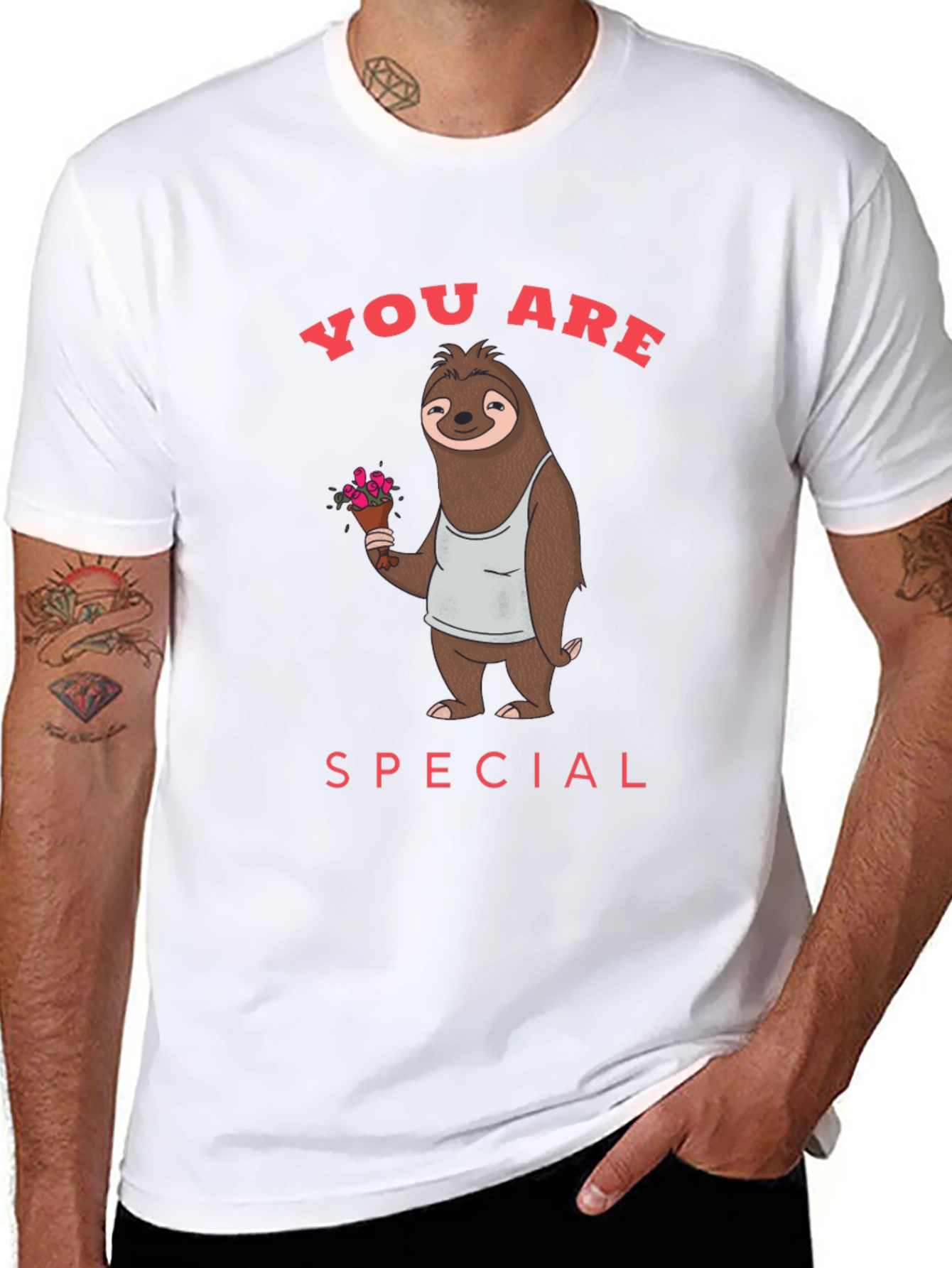 Cute Sloth with Flowers Graphic T-Shirt