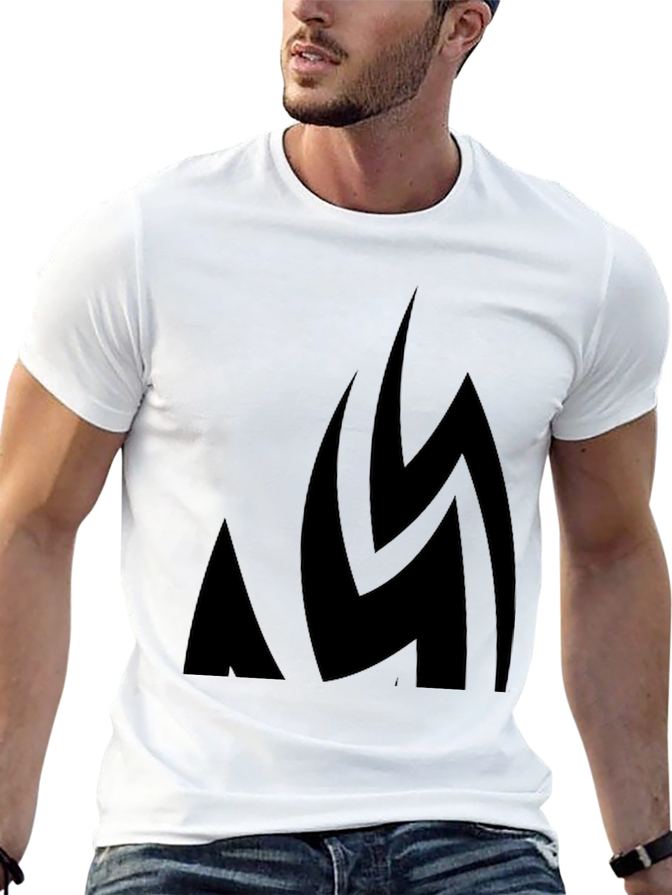 Bold Abstract Black Graphic Tee - Modern Casual Style