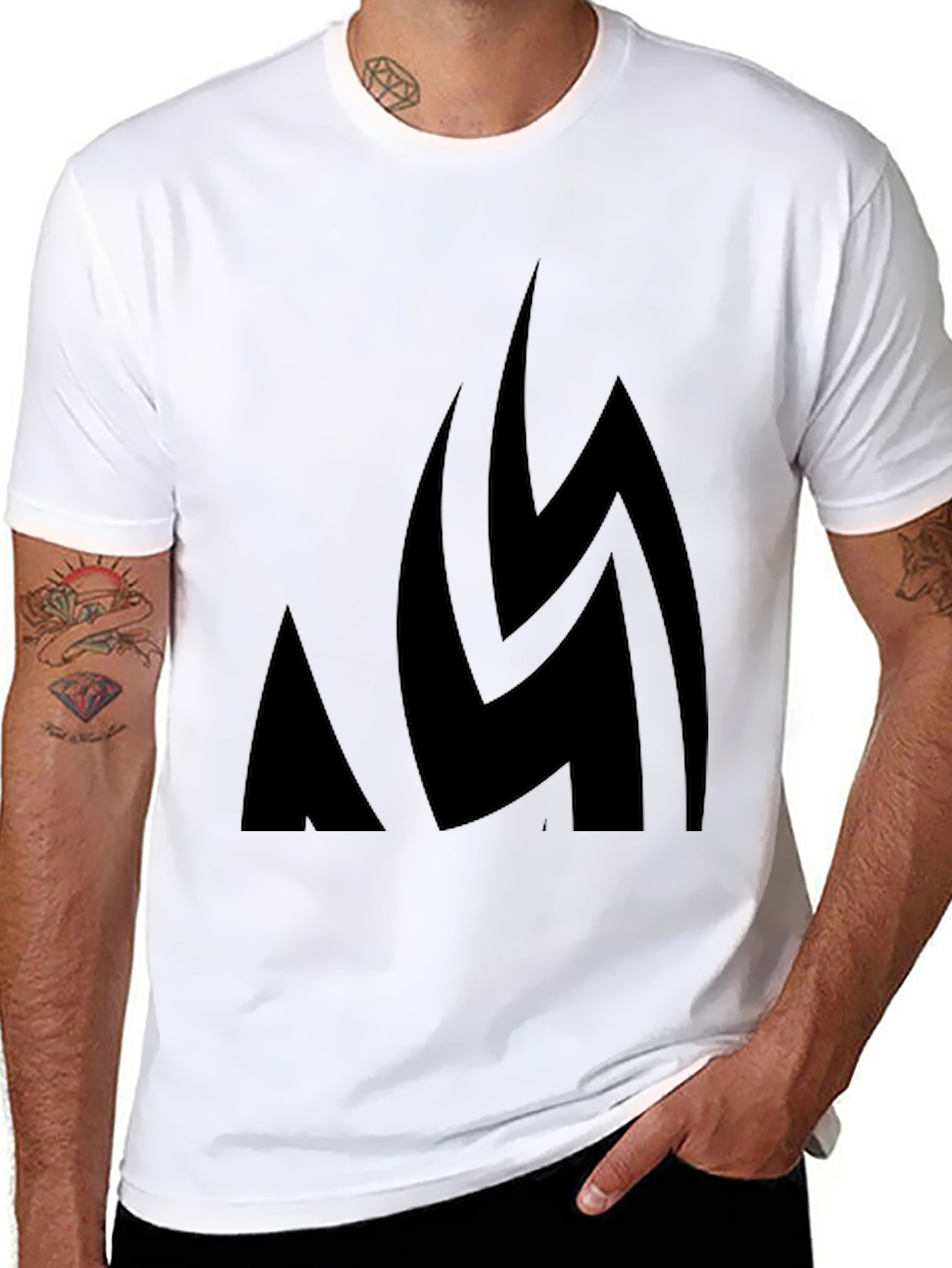 Bold Abstract Black Graphic Tee - Modern Casual Style