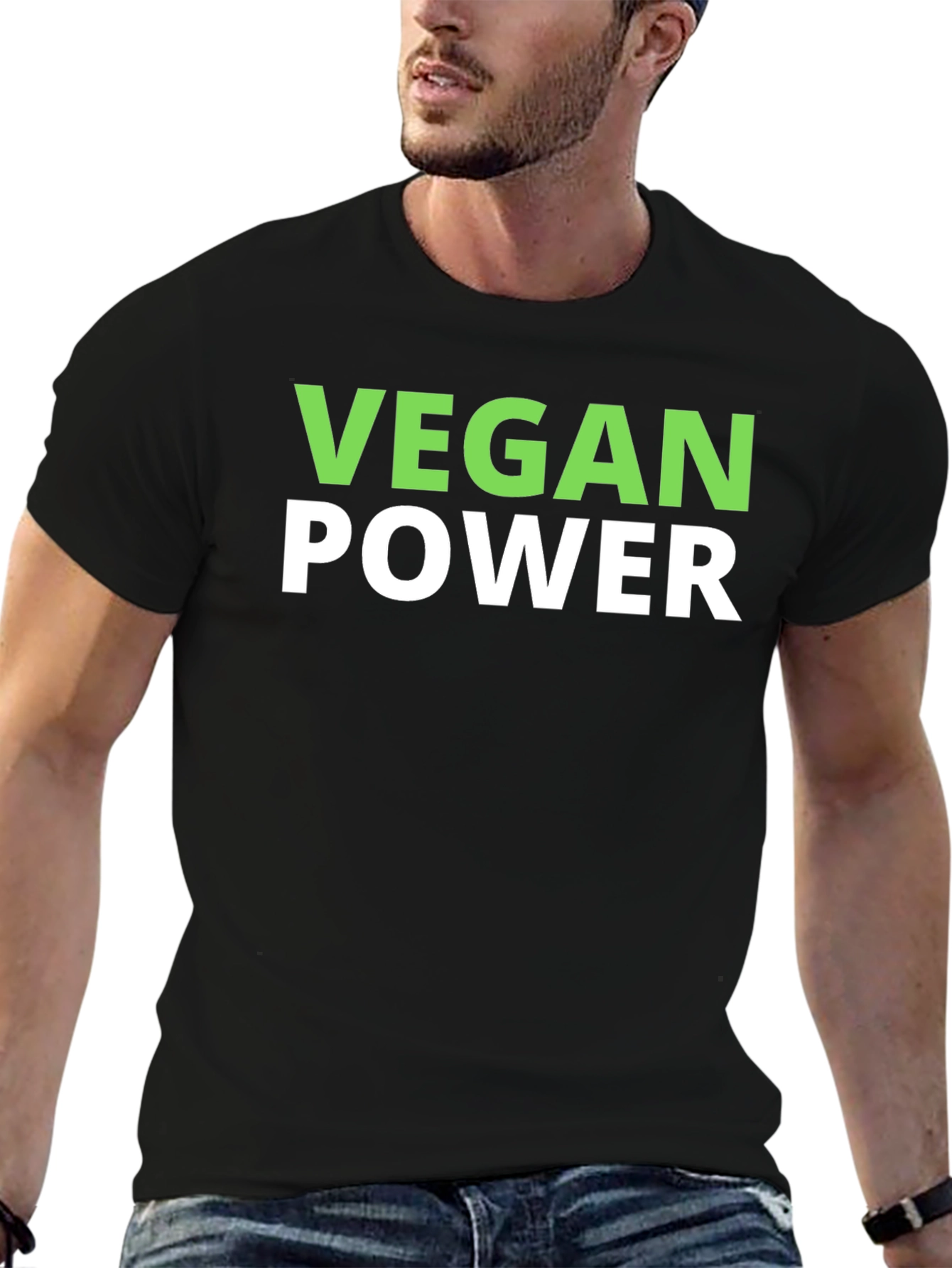 Vegan Power T-Shirt - Black Crew Neck Tee