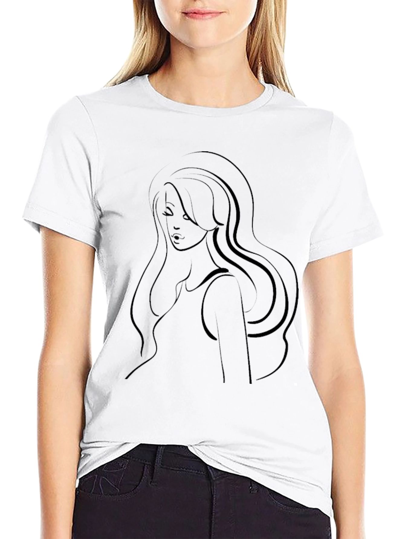 Elegant Woman Silhouette Black Graphic Tee
