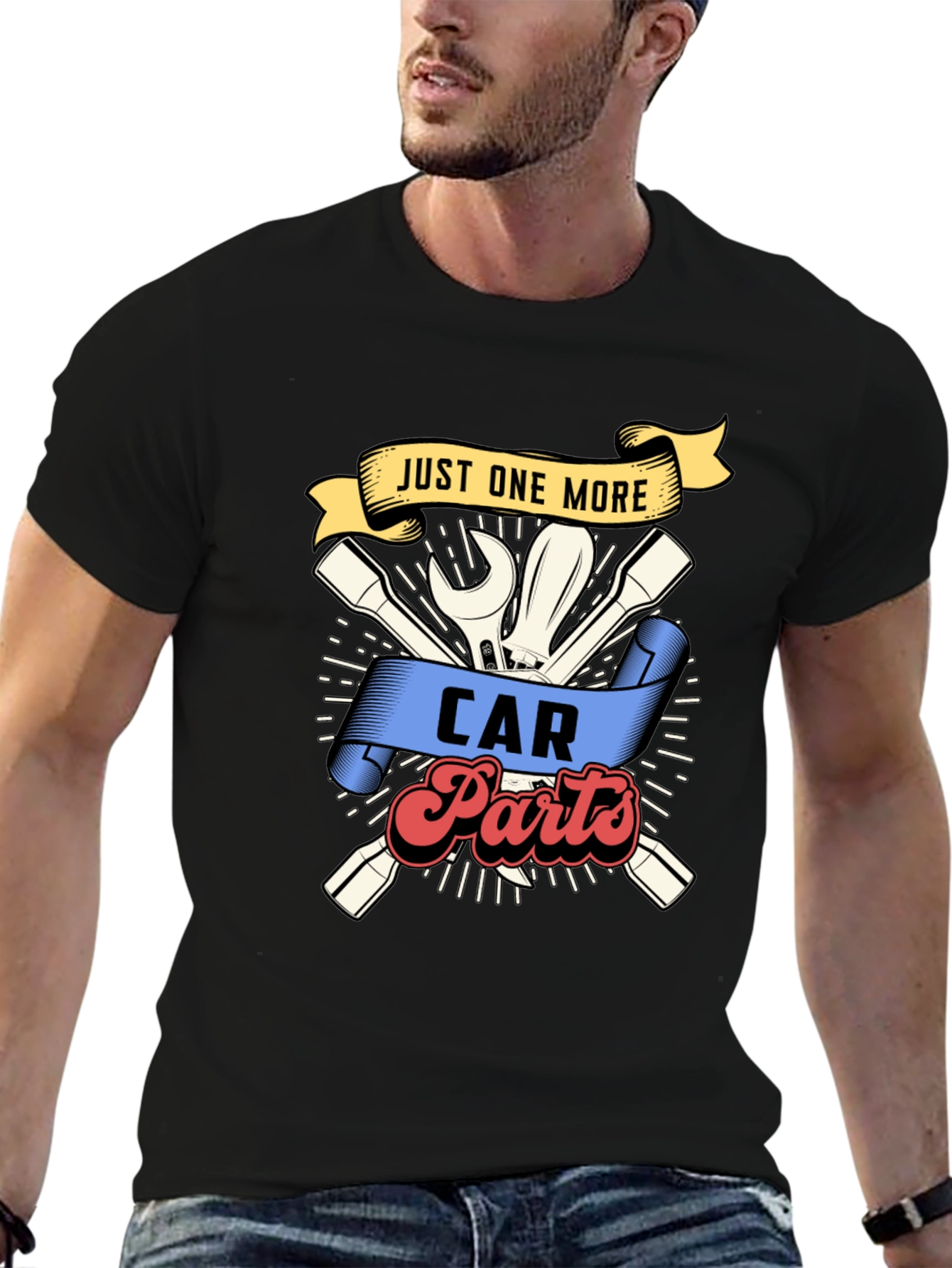 Just One More Car Parts Mechanic Black T-Shirt