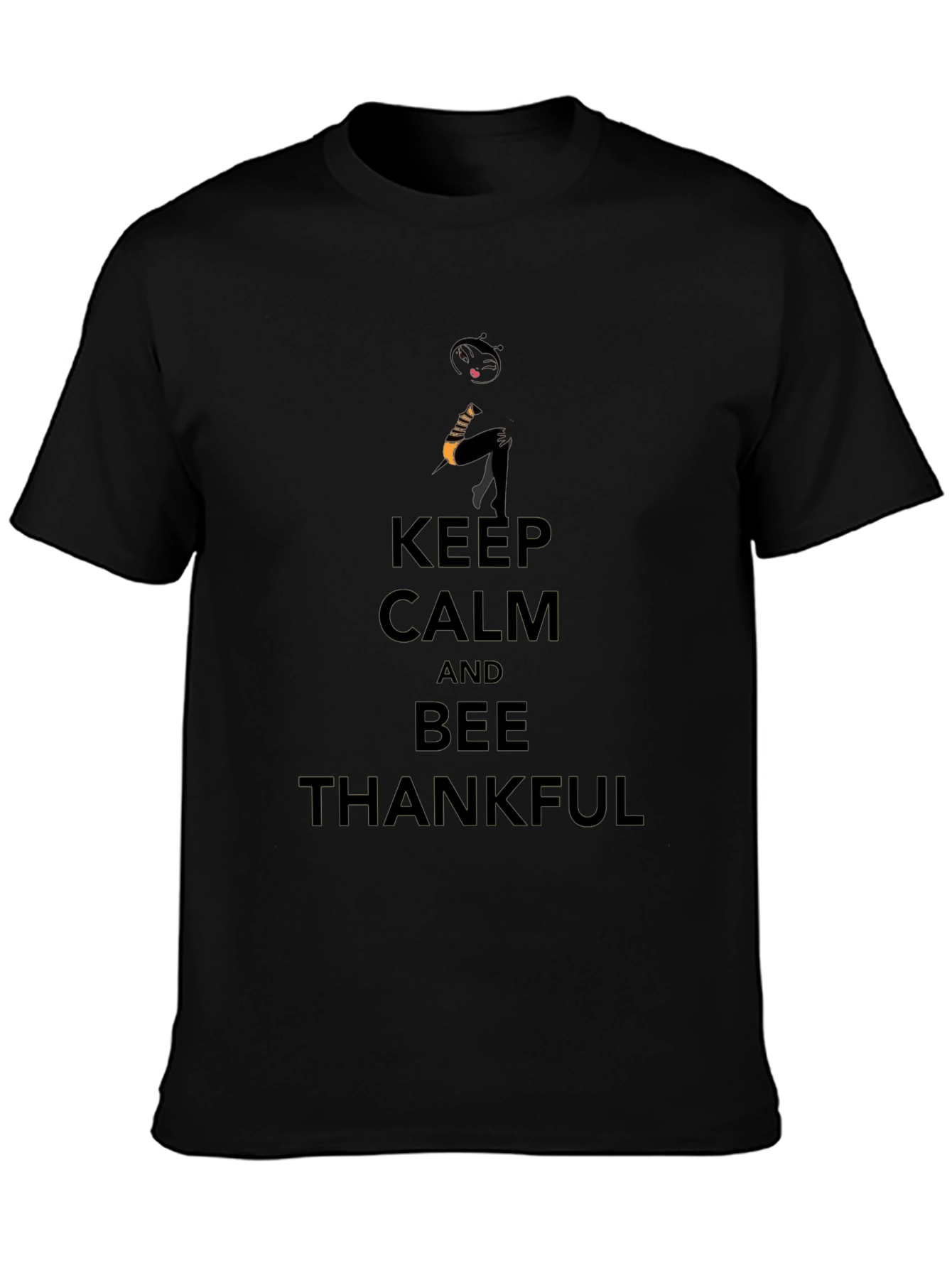 Keep Calm and Bee Thankful Black T-Shirt