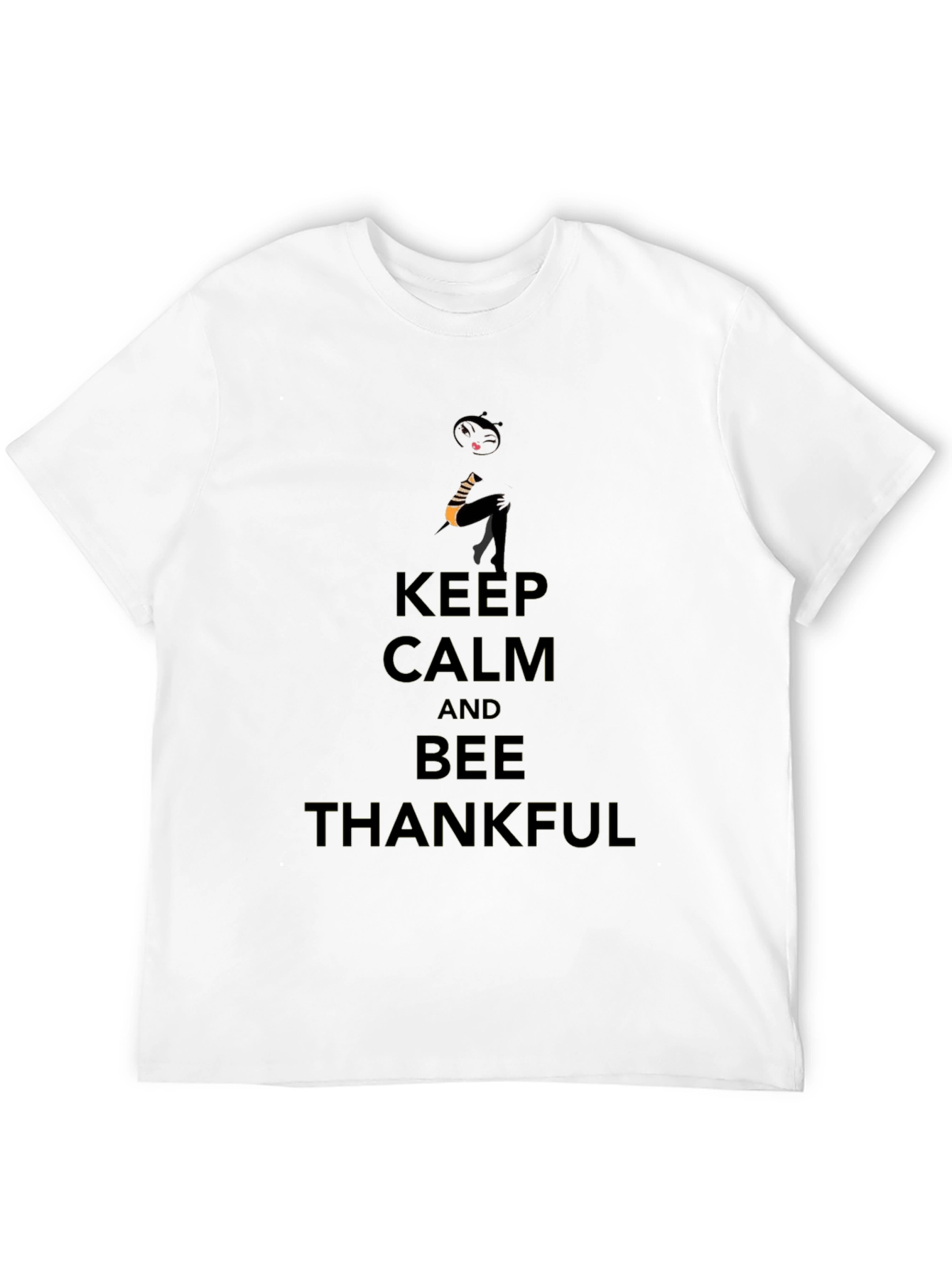 Keep Calm and Bee Thankful Black T-Shirt