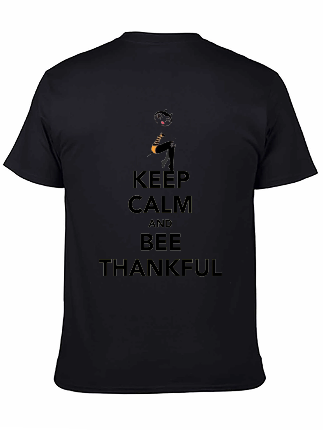 Keep Calm and Bee Thankful Black T-Shirt
