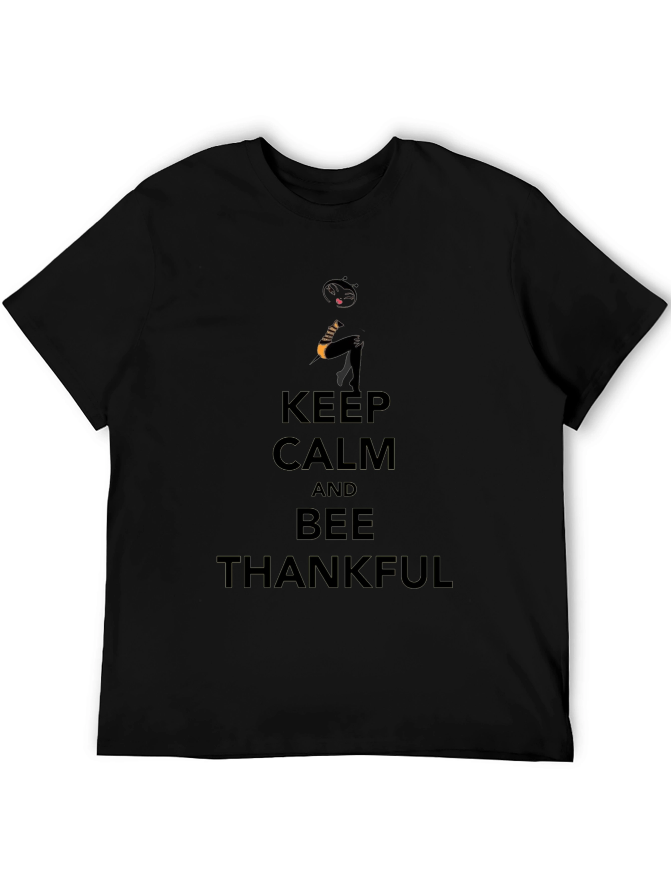 Keep Calm and Bee Thankful Black T-Shirt