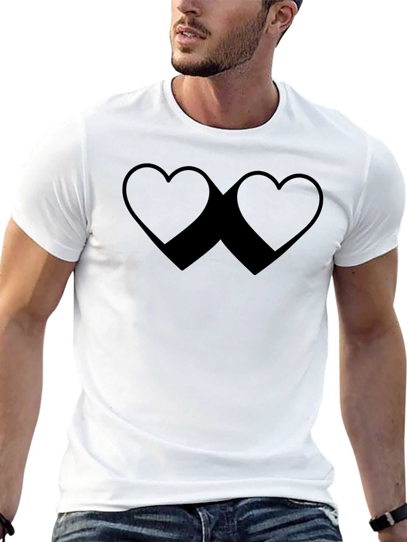 Heart Silhouette Graphic Tee - Casual Black T-Shirt