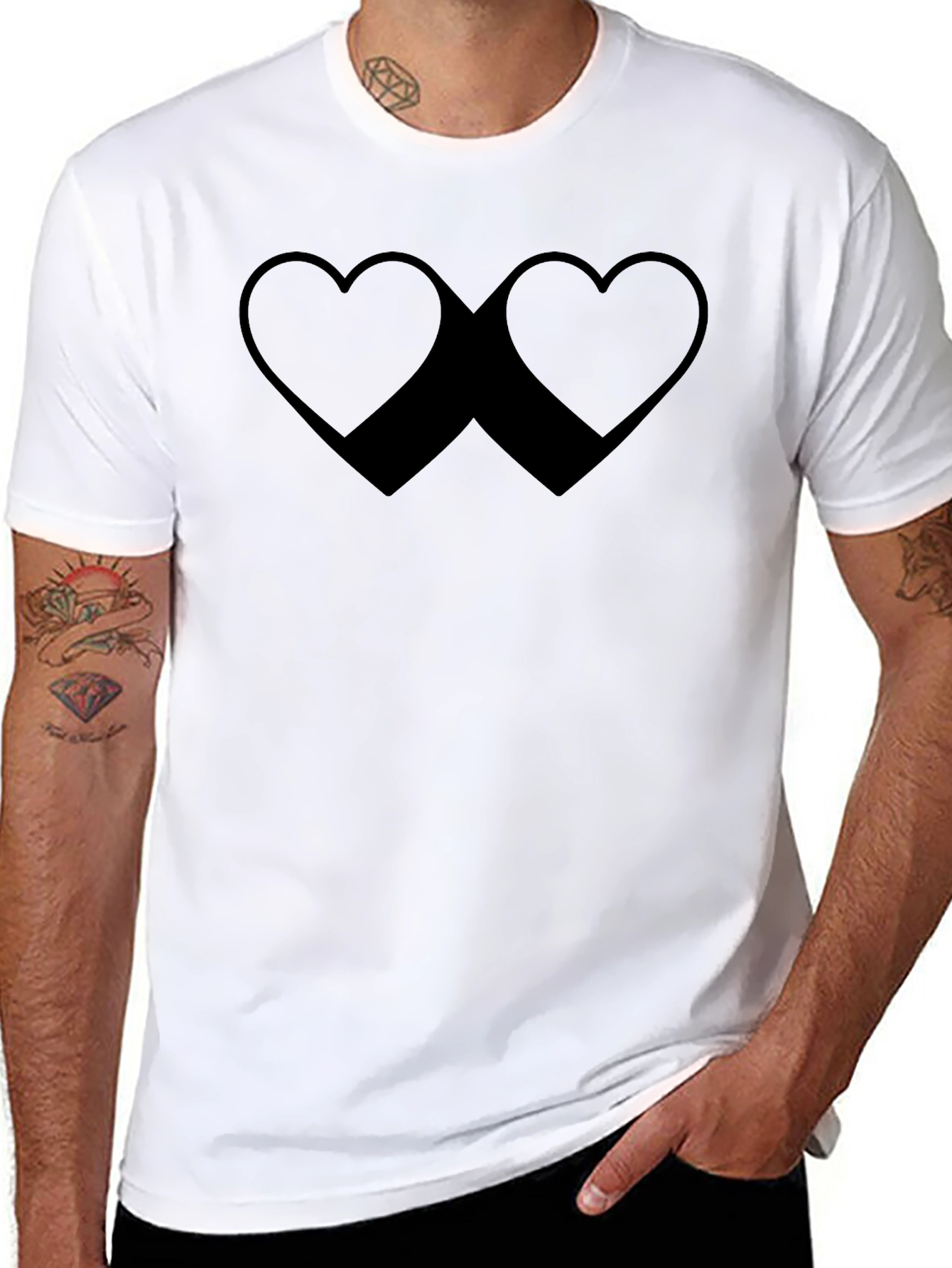 Heart Silhouette Graphic Tee - Casual Black T-Shirt