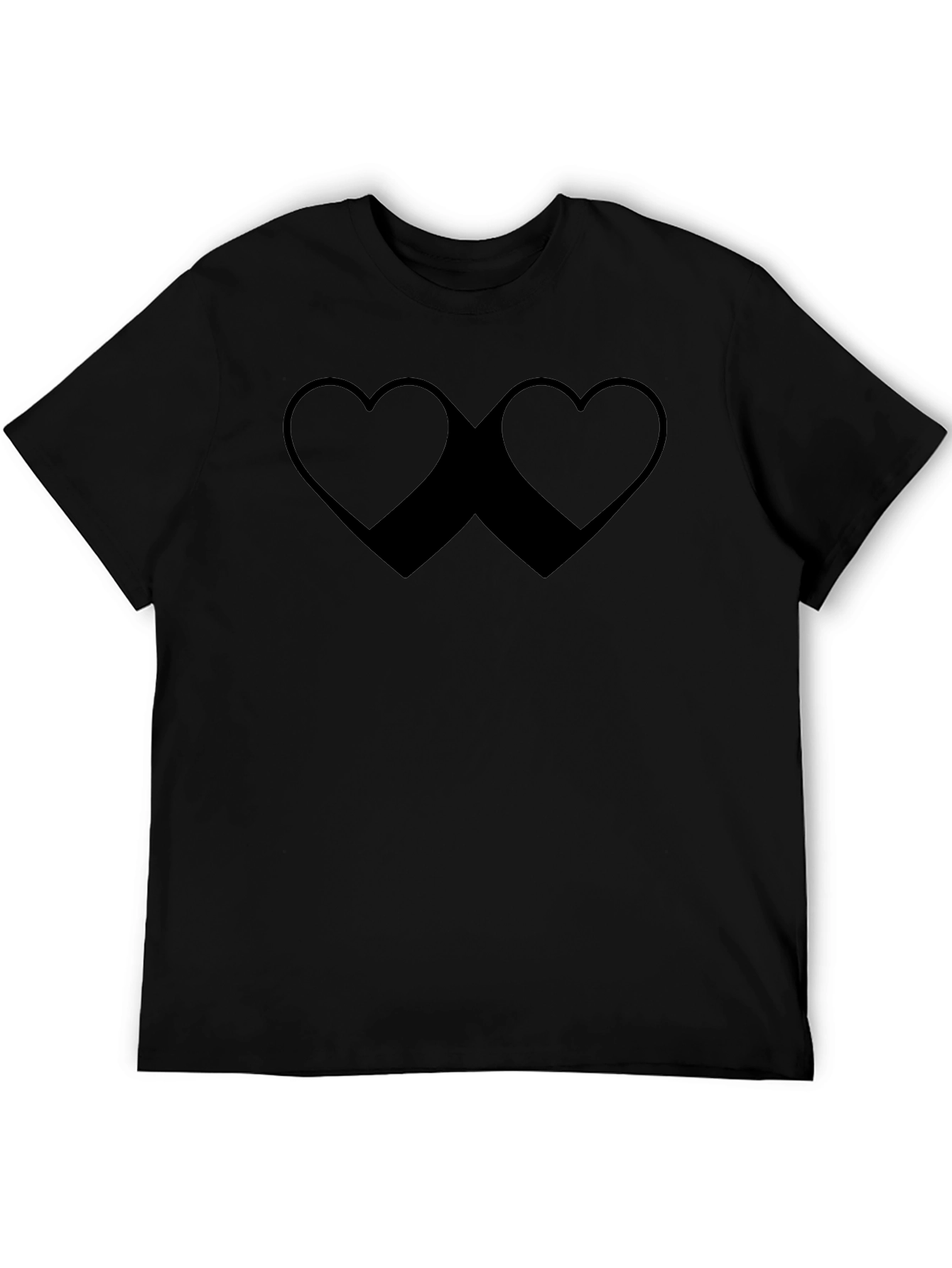 Heart Silhouette Graphic Tee - Casual Black T-Shirt